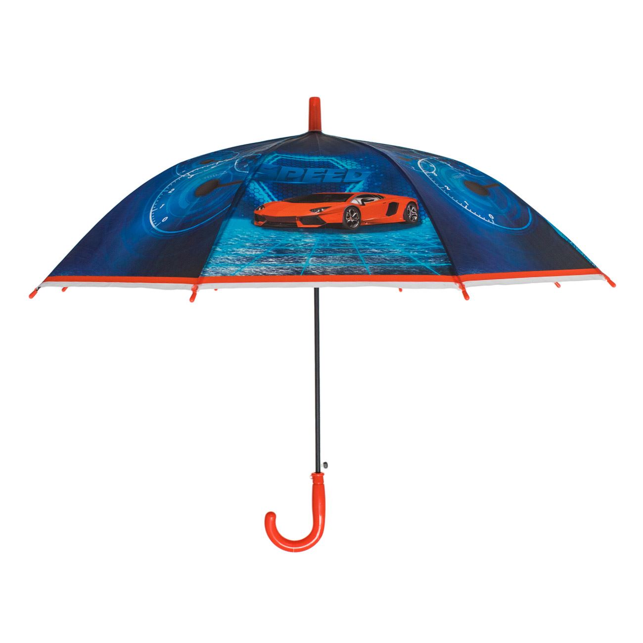 Umbrela de Ploaie Baston Automata Albastra Rosie Masini pentru Copii 66cm - poza 2