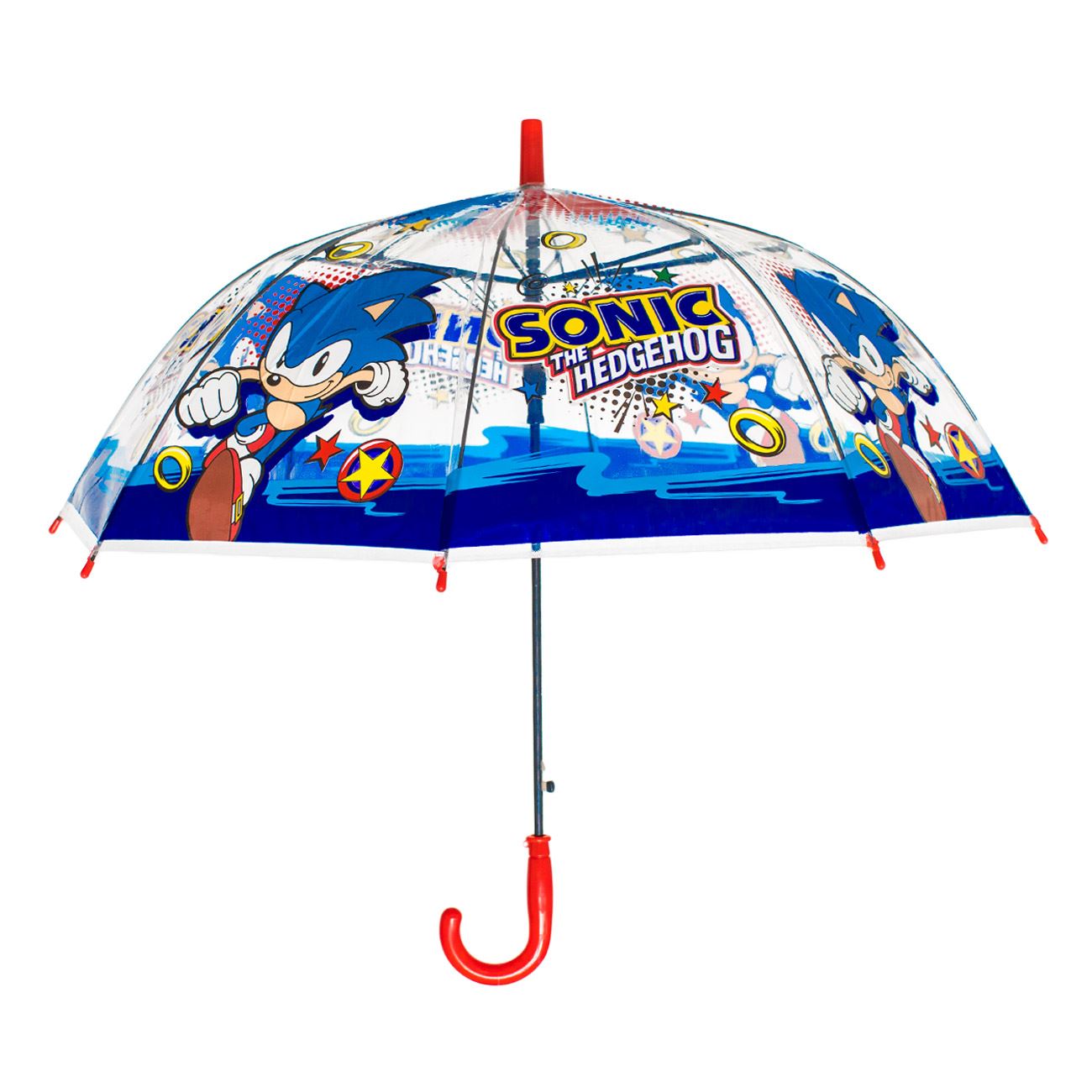 Umbrela de Ploaie Baston Automata Albastra Transparenta Sonic pentru Copii 64cm - poza 2