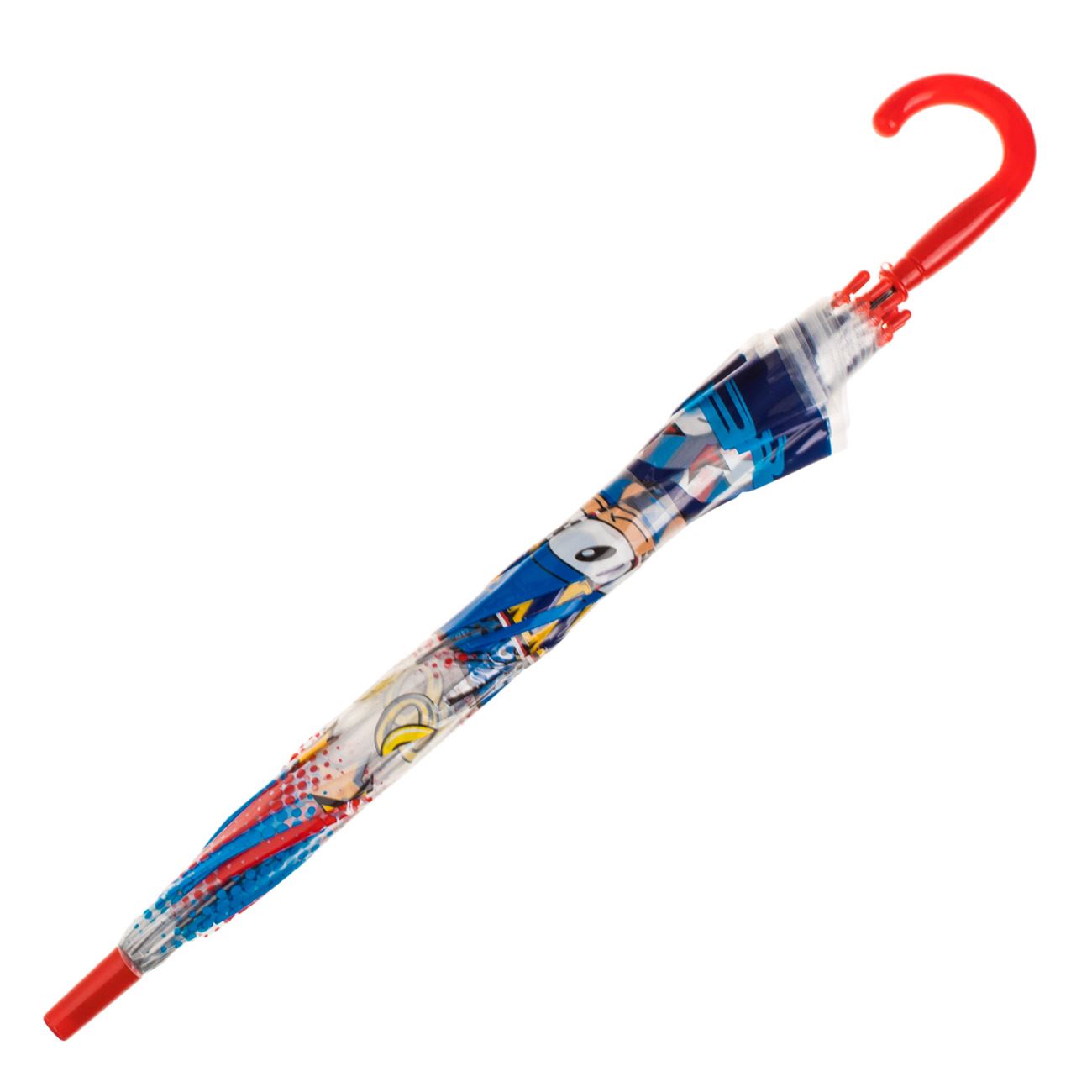Umbrela de Ploaie Baston Automata Albastra Transparenta Sonic pentru Copii 64cm - poza 3