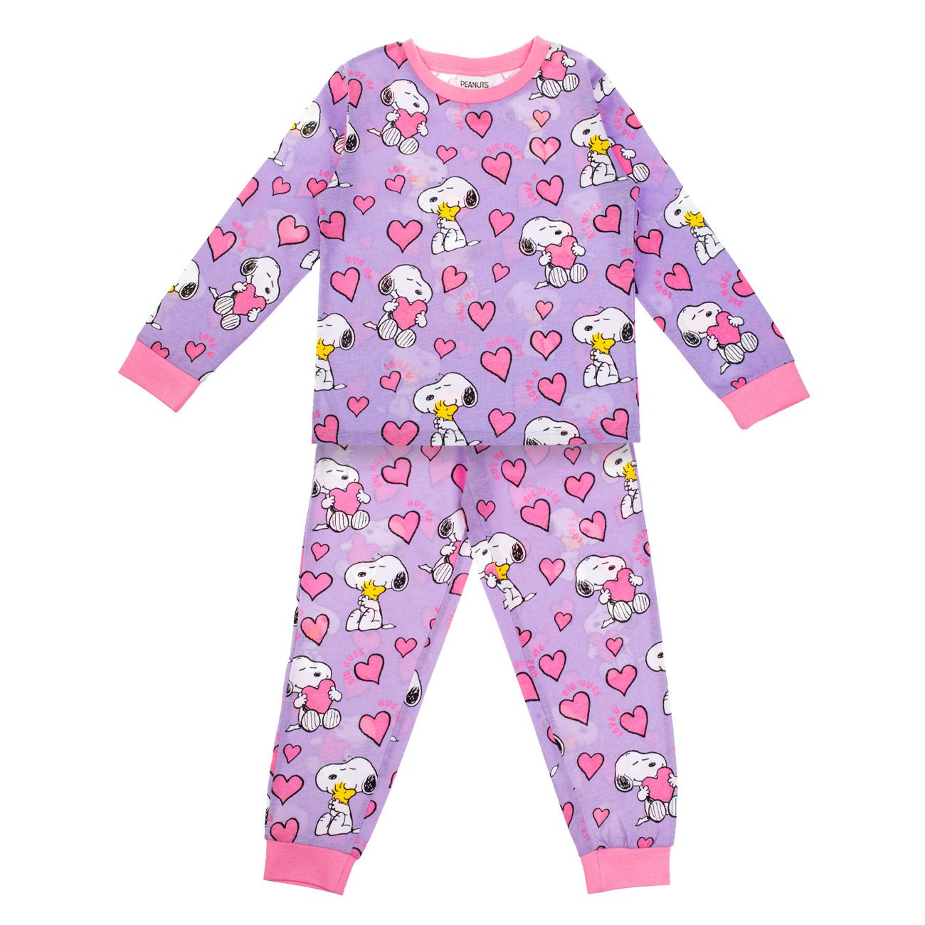 Set Pijama de Iarna din Bumbac Lila Snoopy pentru Fiica