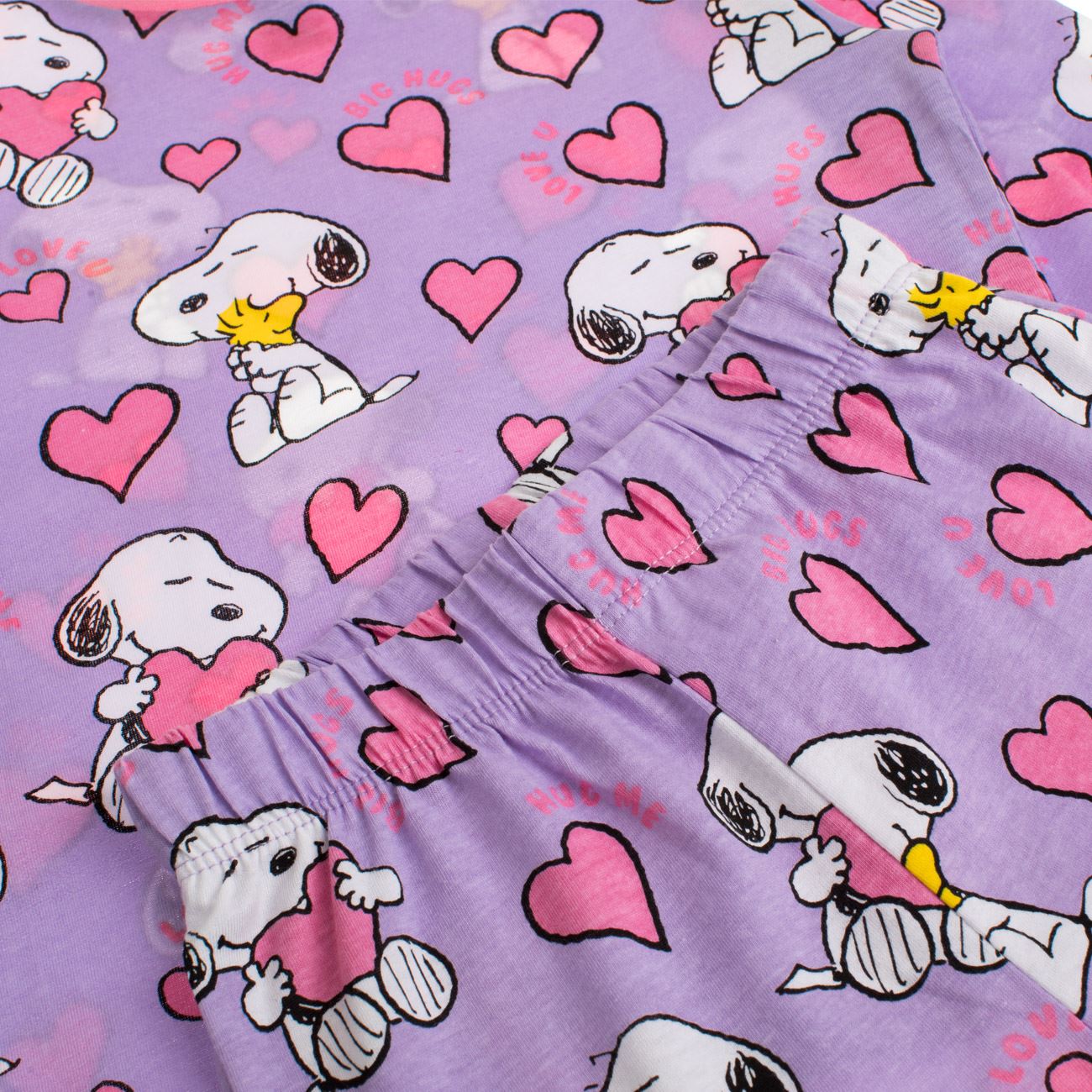 Set Pijama de Iarna din Bumbac Lila Snoopy pentru Fiica - poza 2