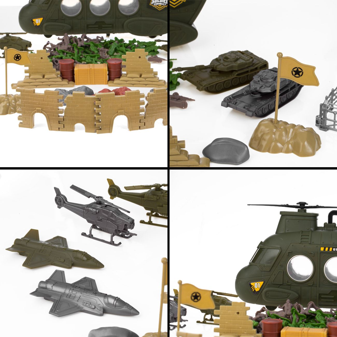 Set Militar cu Elicopter Vehicule & Soldati - 100 piese - poza 3