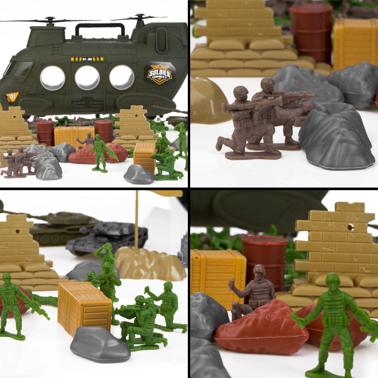 Set Militar cu Elicopter Vehicule & Soldati - 100 piese - poza 4