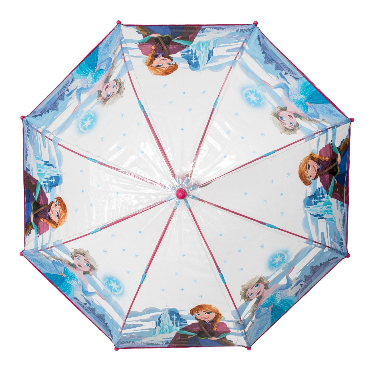 Umbrela de Ploaie Baston Manual Fucsia Transparenta Frozen 2 pentru Copii 64cm