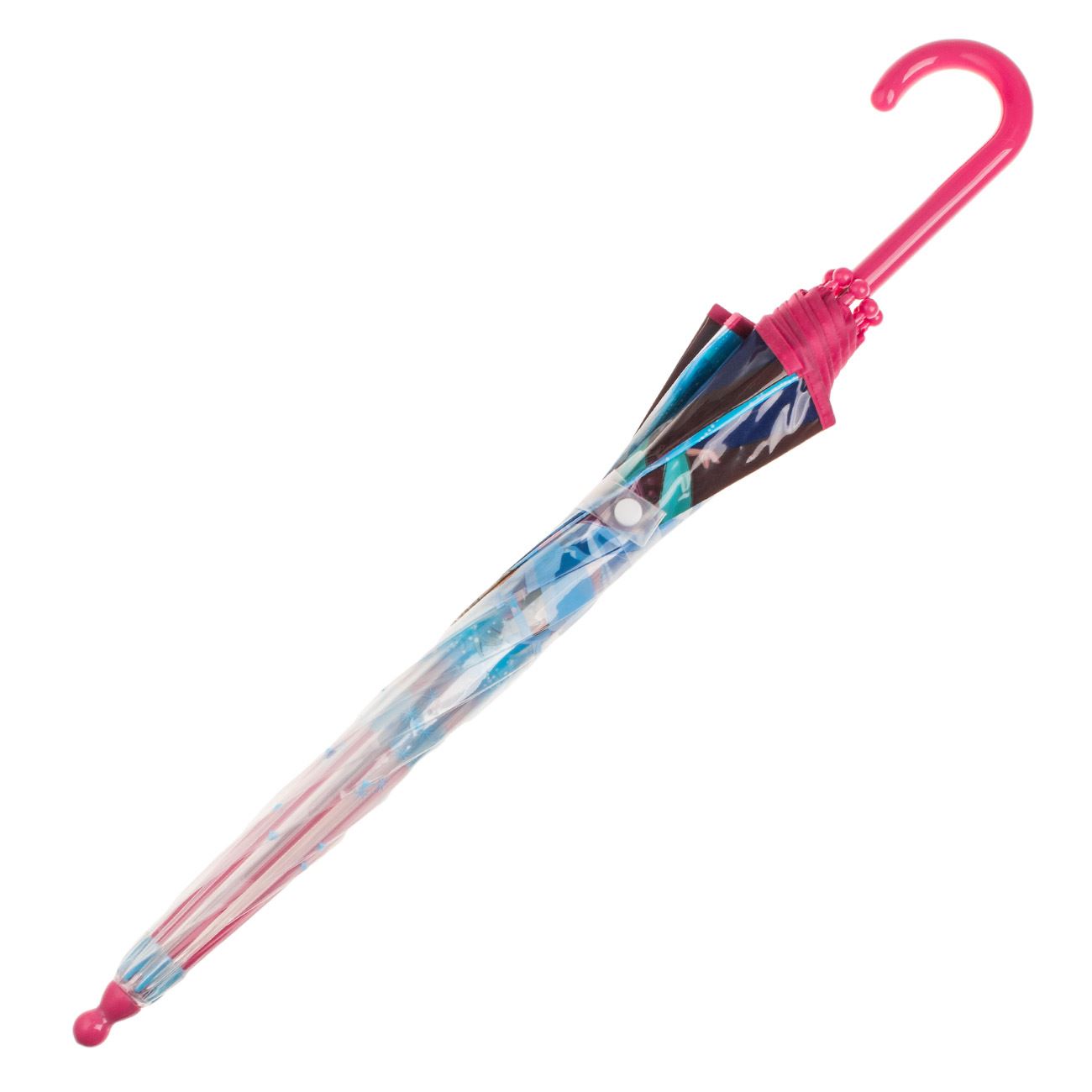 Umbrela de Ploaie Baston Manual Fucsia Transparenta Frozen 2 pentru Copii 64cm - poza 3