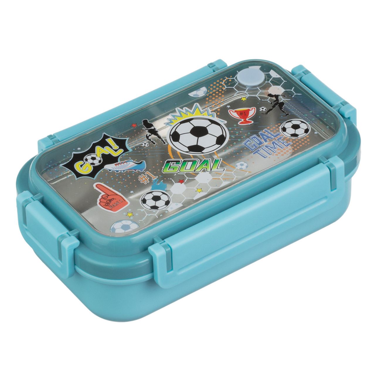 Caserola Bleu Model Fotbal cu 2 Compartimente & Accesorii pentru Copii - 550ml
