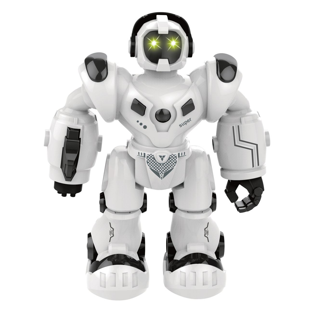 Jucarie Robot Alb Negru cu Miscare Muzica & Lumini 20cm