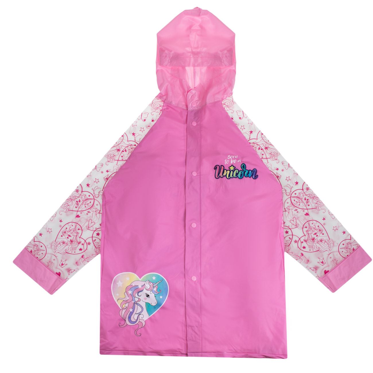 Pelerina de Ploaie Roz cu Maneci Transparente Unicorn pentru Copii - One Size