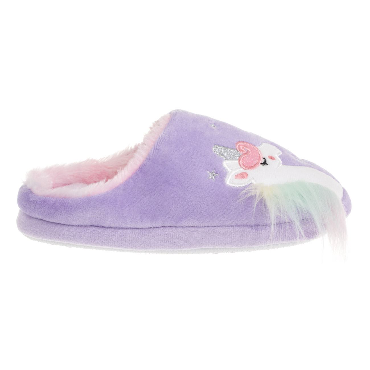Papuci de Iarna Unicorn Lila Coama 3D Rainbow pentru Adolescenti - poza 3