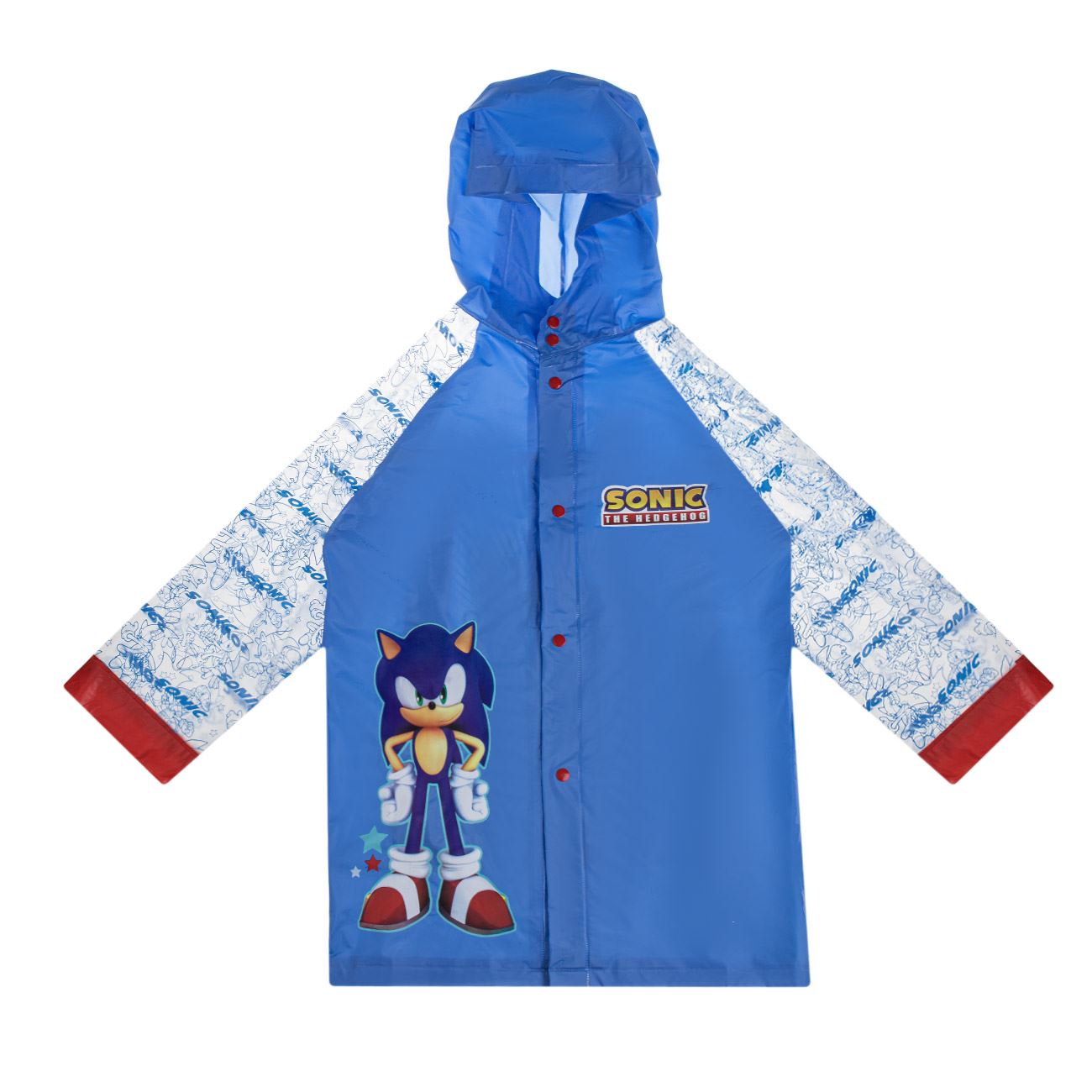 Pelerina de Ploaie Bleu cu Maneci Transparente Sonic pentru Copii - One Size