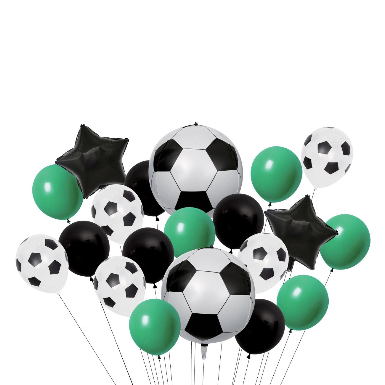 Set Baloane de Petrecere din Folie Alba Verde Fotbal - 20buc