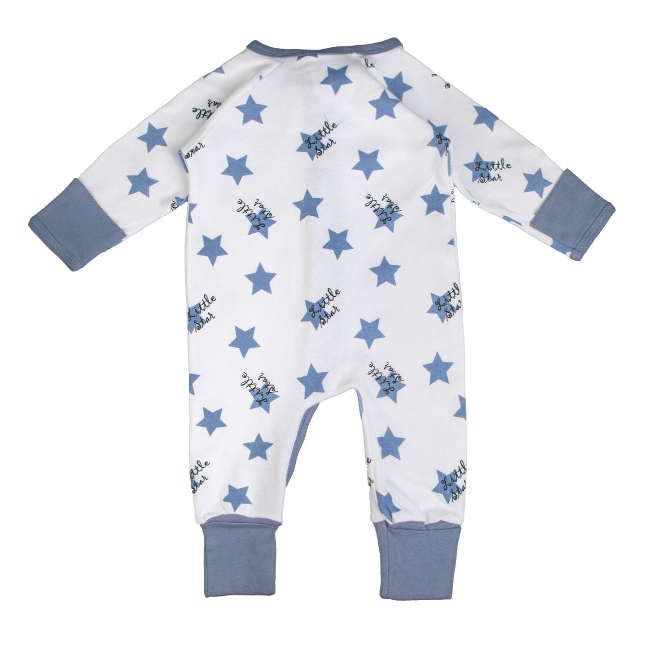 Salopeta din Bumbac Alba cu Stele Bleu ”Little Star” pentru Bebelusi - poza 5