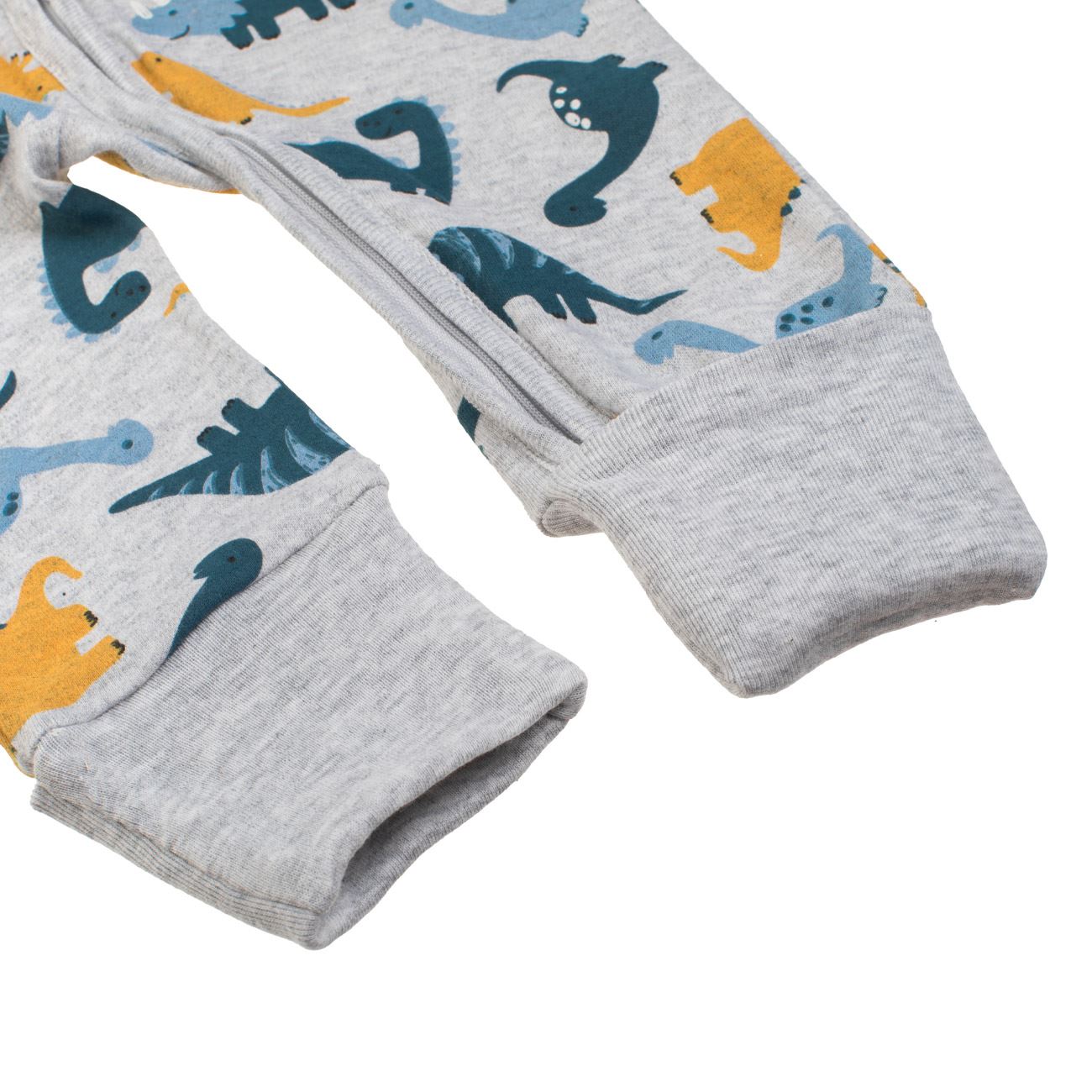 Salopeta din Bumbac Gri cu Dinozauri pentru Bebelusi - poza 3