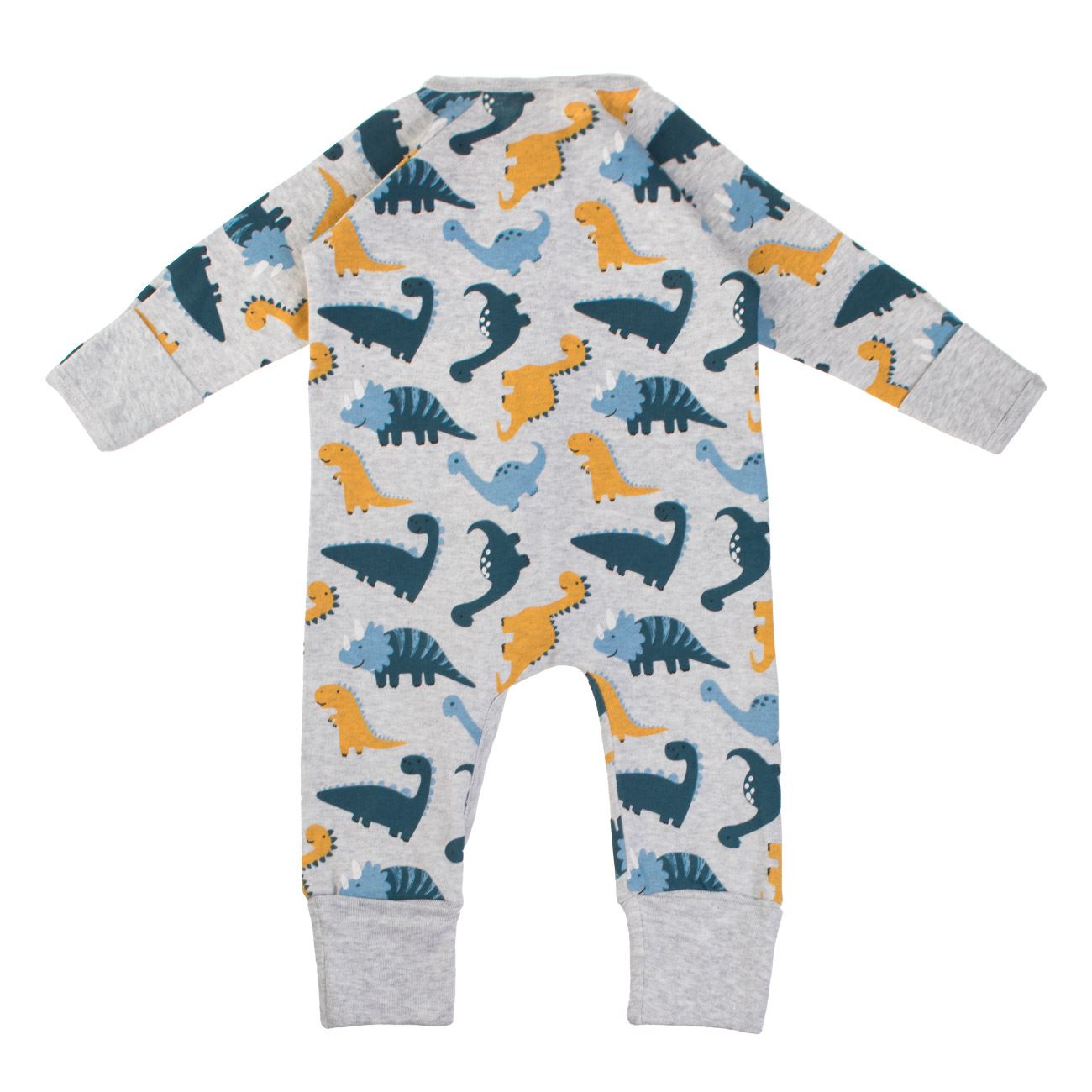 Salopeta din Bumbac Gri cu Dinozauri pentru Bebelusi - poza 5