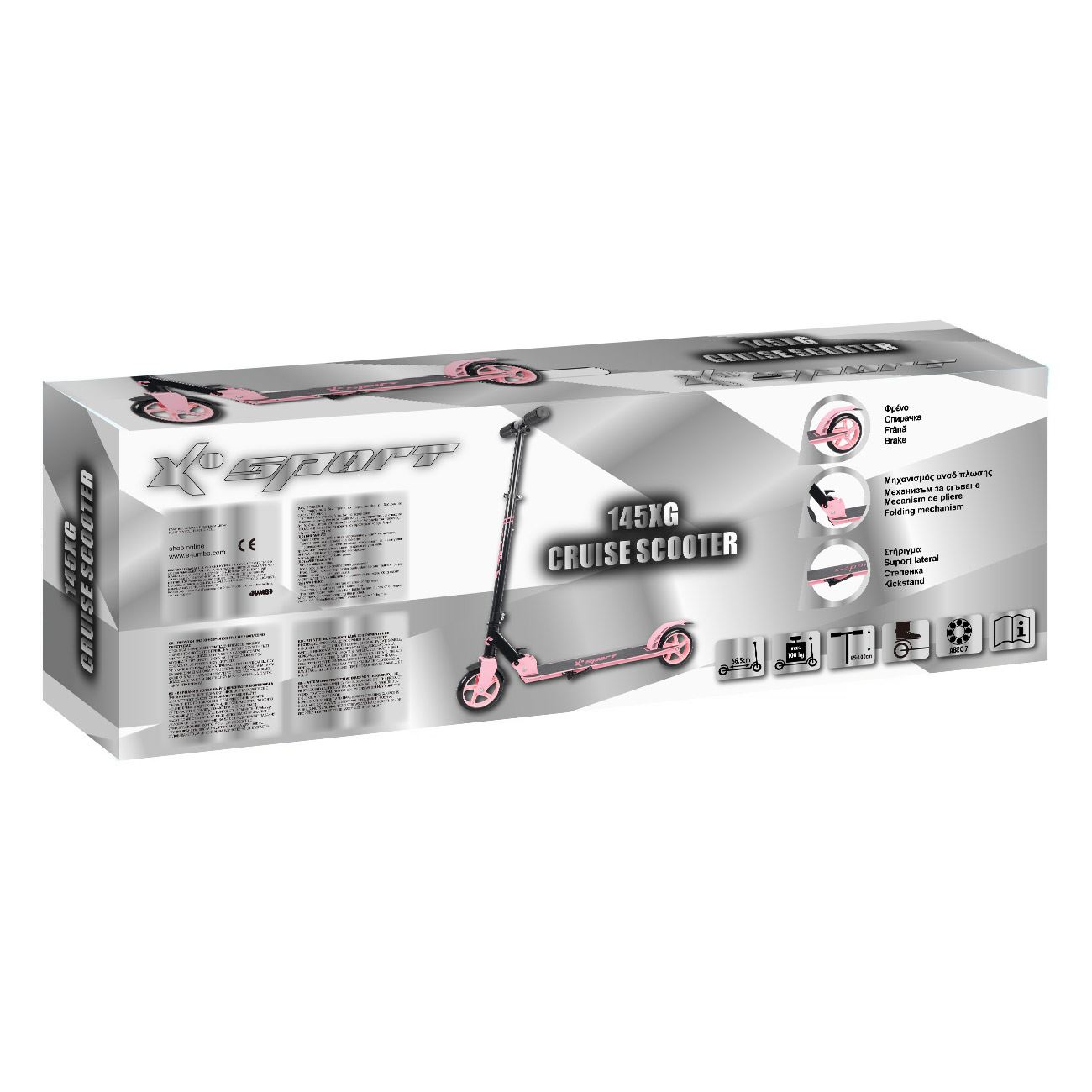Trotineta din Aluminiu Roz Negru cu Suport - poza 3