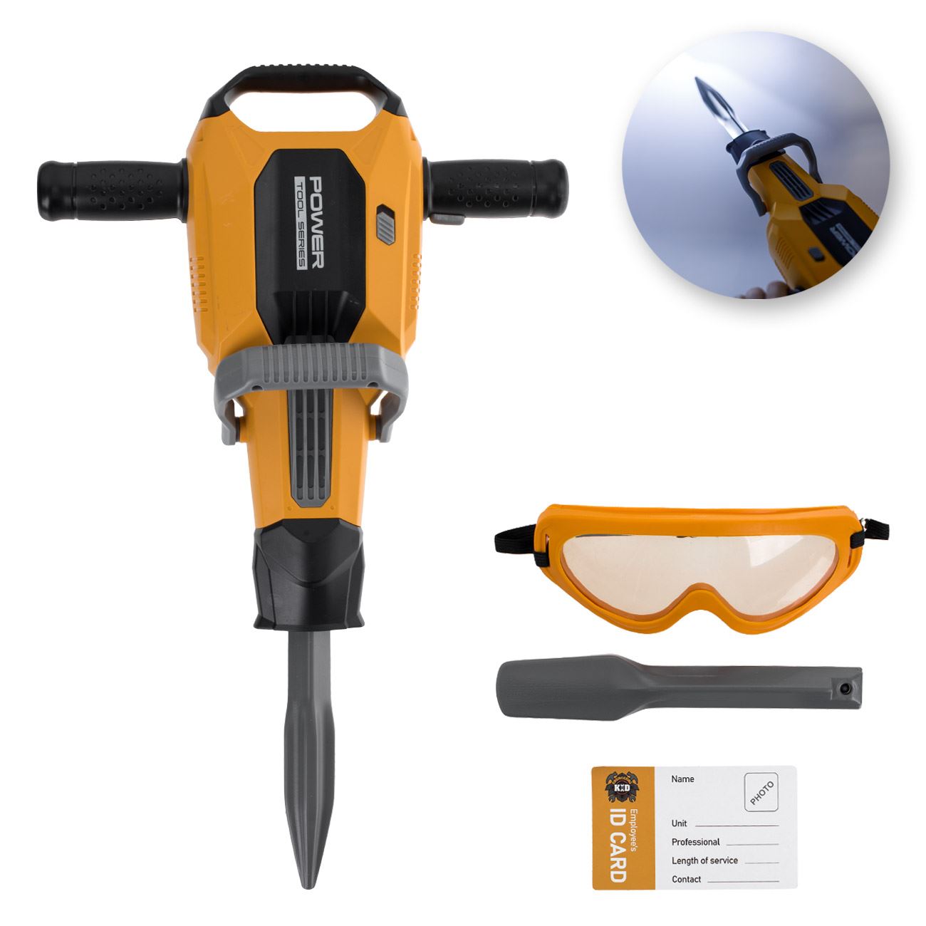 Jucarie Ciocan Pneumatic Galben cu Ochelari & Sunet 40cm - poza 2
