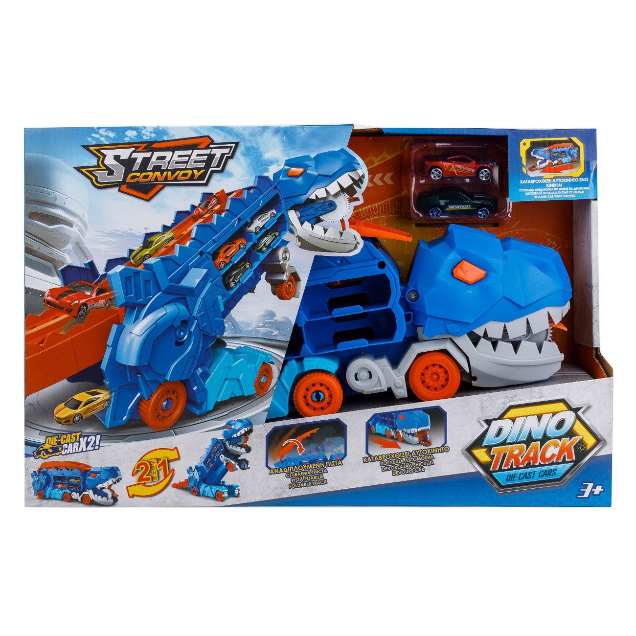 Pista Camion Dinozaur cu 2 Vehicule