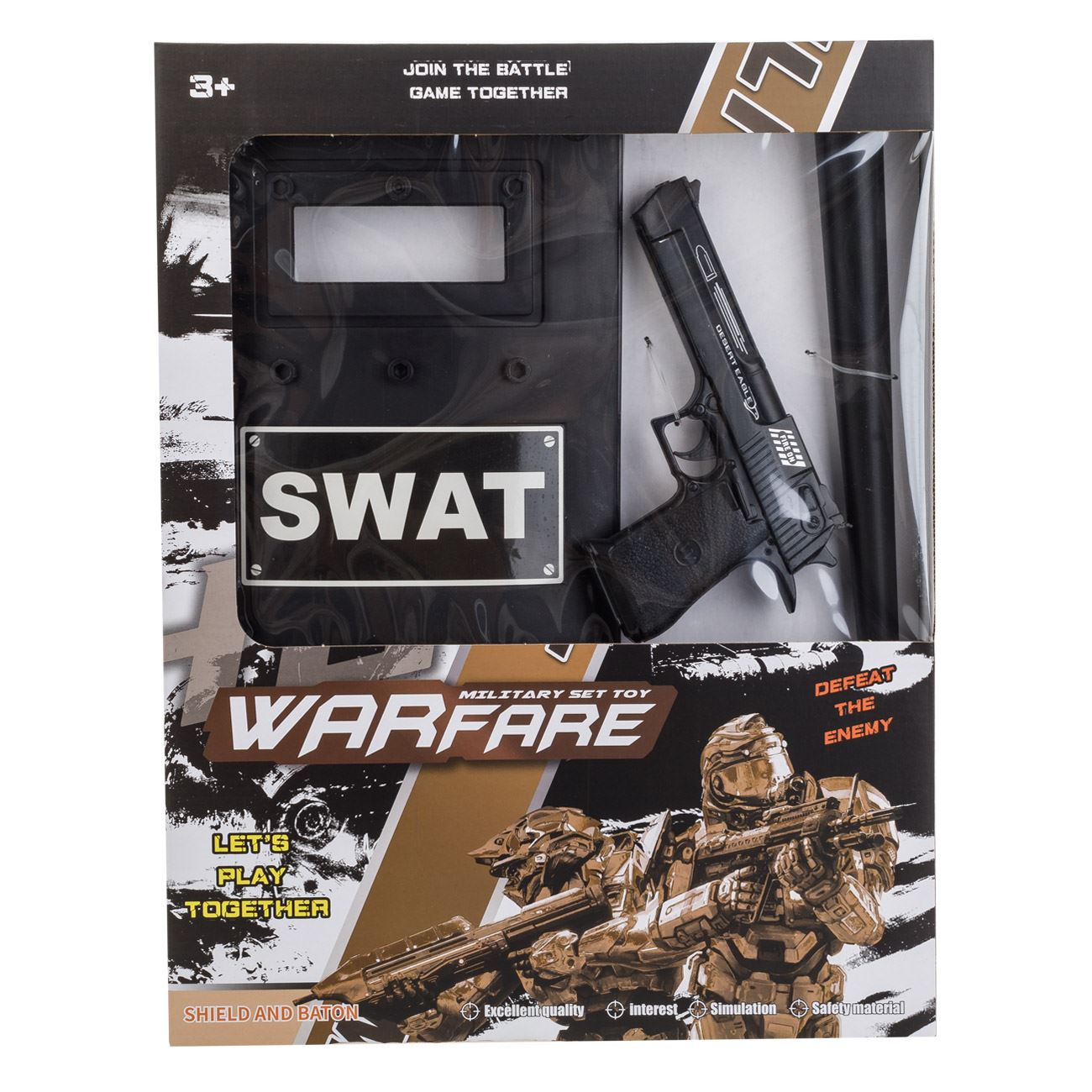 Set Politist cu Scut Pistol & Baston