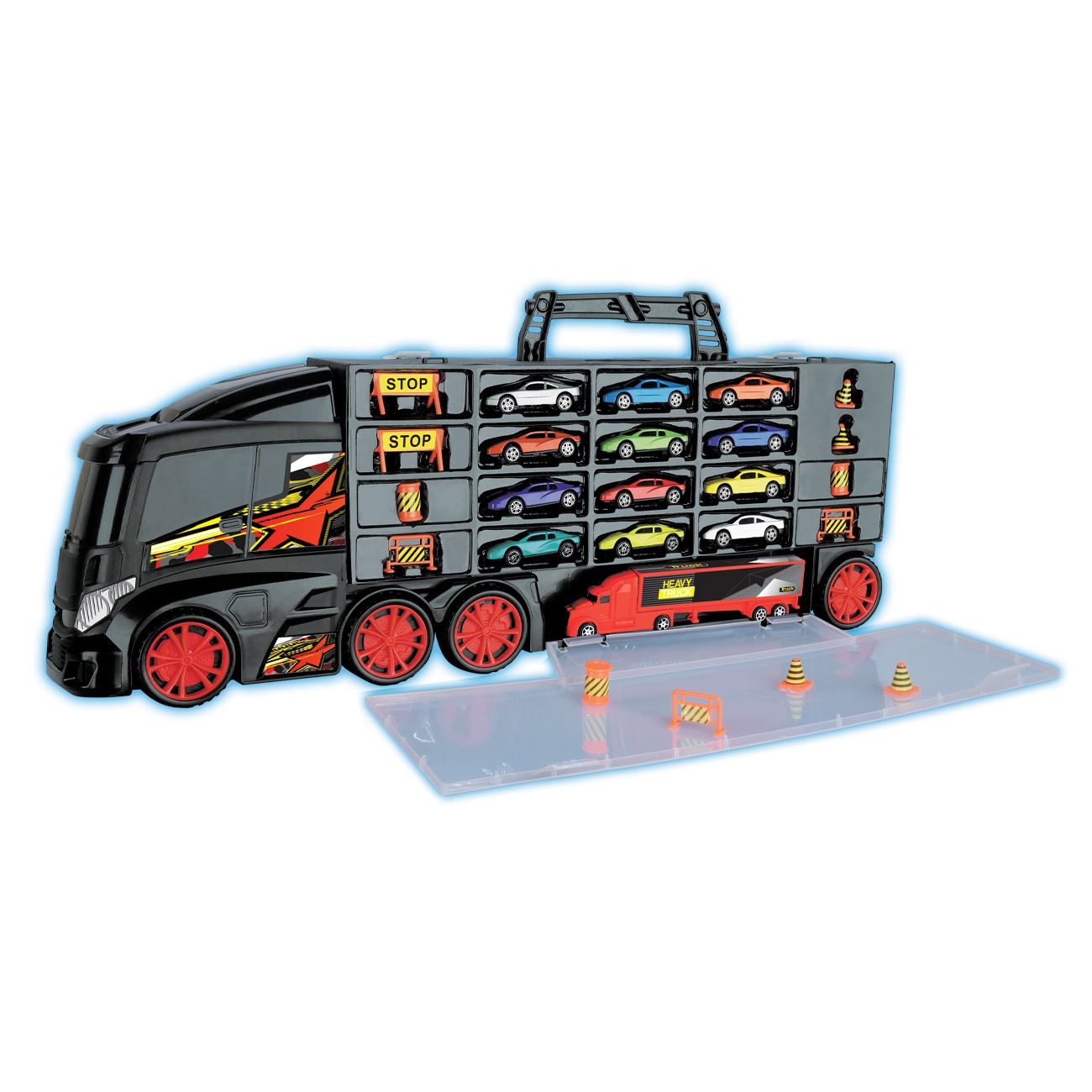 Valiza Camion cu Masini & Indicatoare Rutiere 1:64 - poza 2