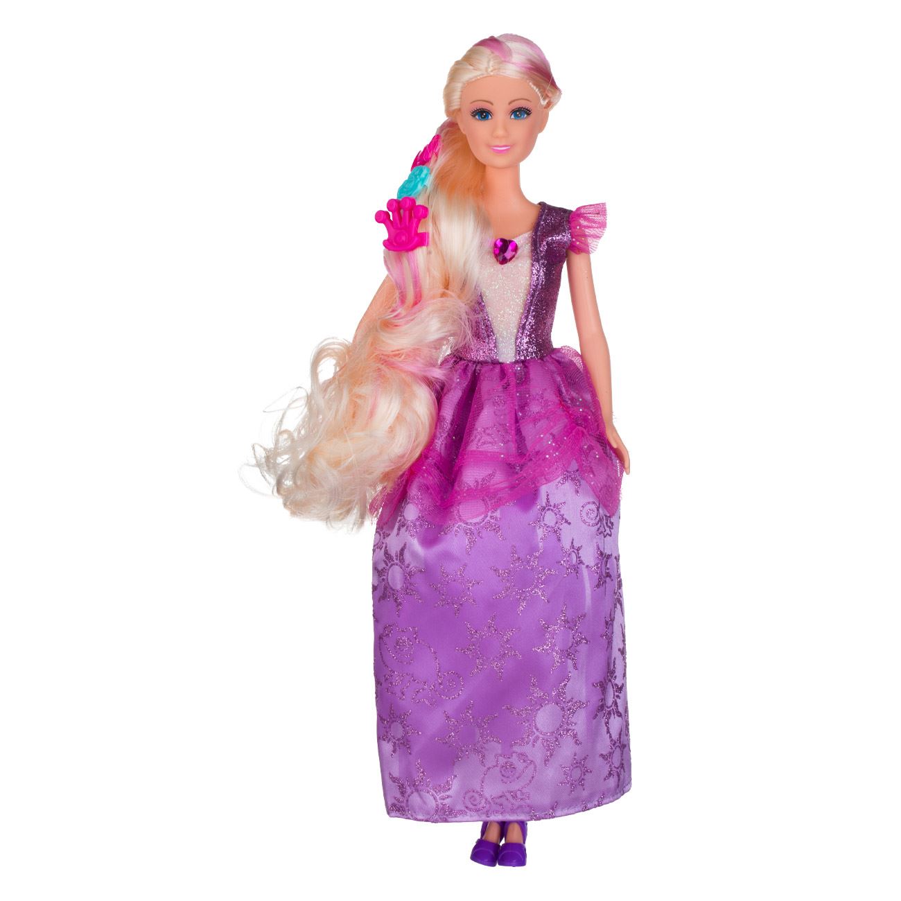 Papusa Manechin cu Rochie Lila Glitter & Par Blond