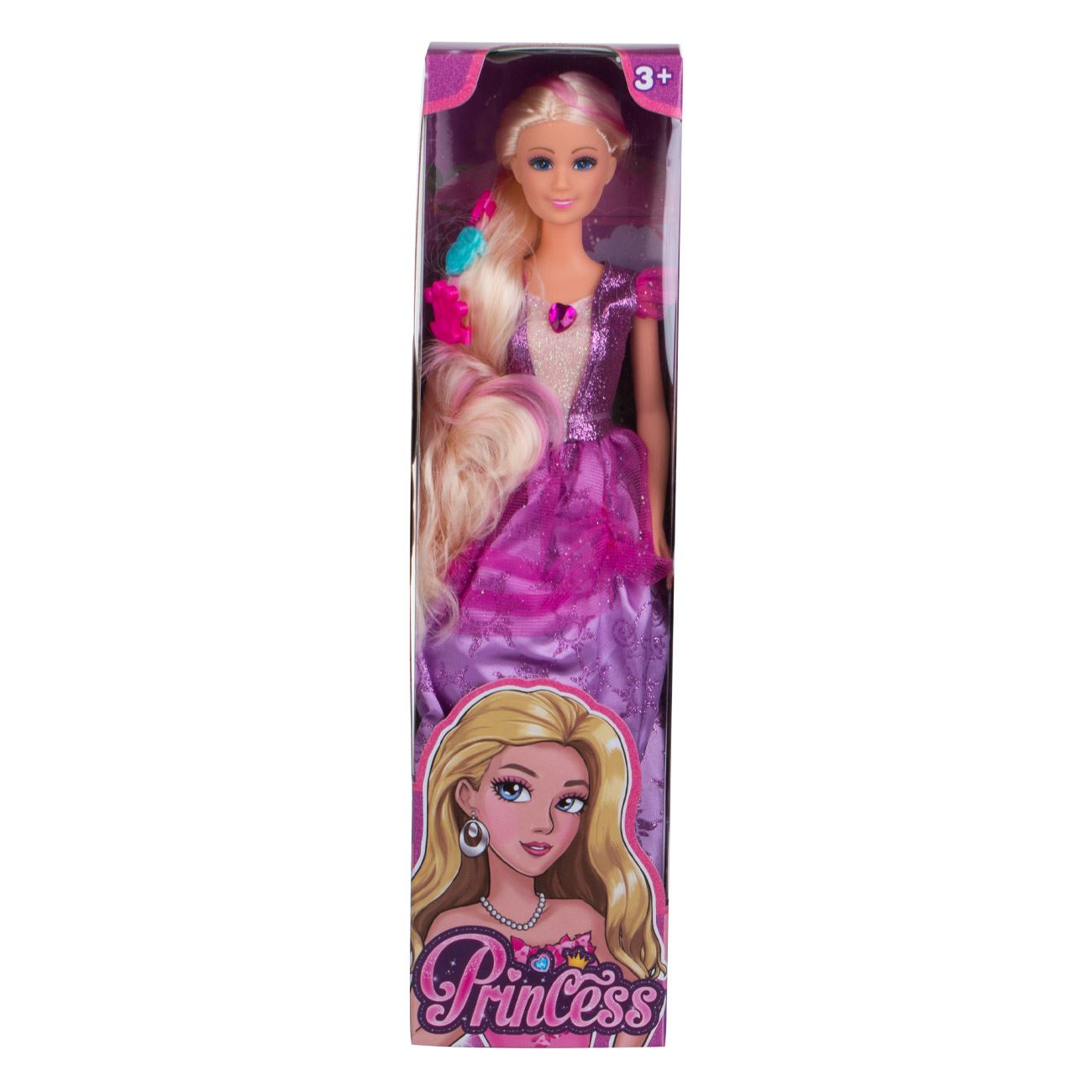 Papusa Manechin cu Rochie Lila Glitter & Par Blond - poza 2