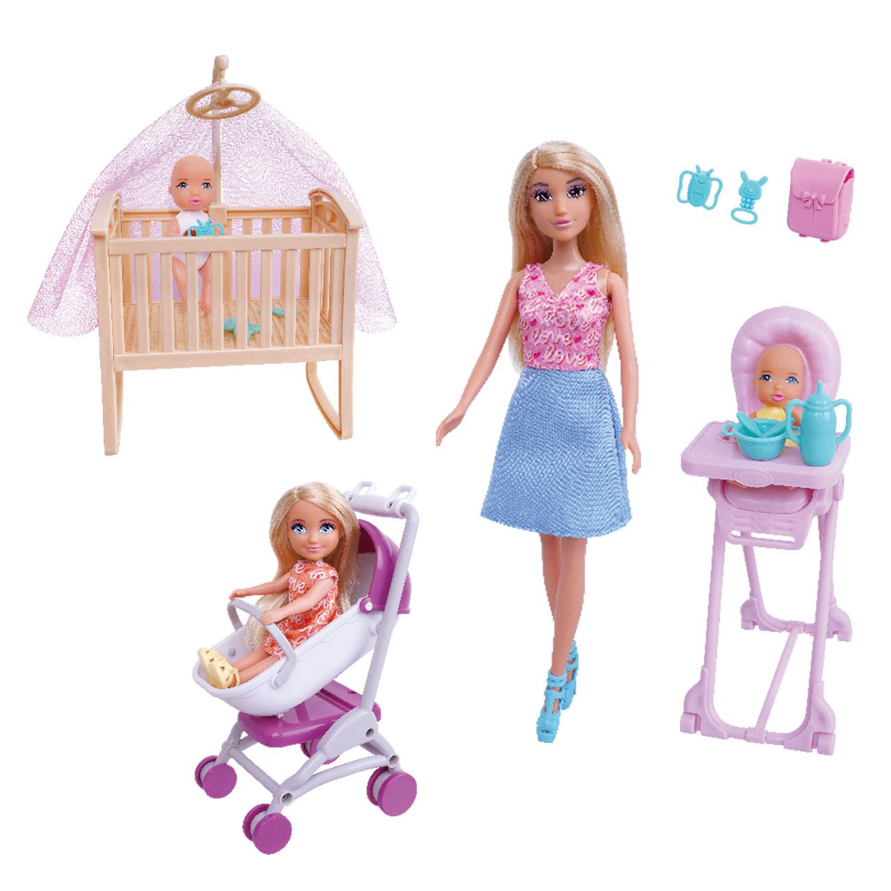Papusa Mama cu 3 Copii & Multe Accesorii - poza 2