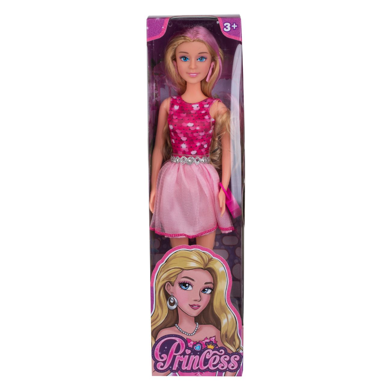 Papusa Manechin cu Rochie Roz Mini & Par Blond - poza 2