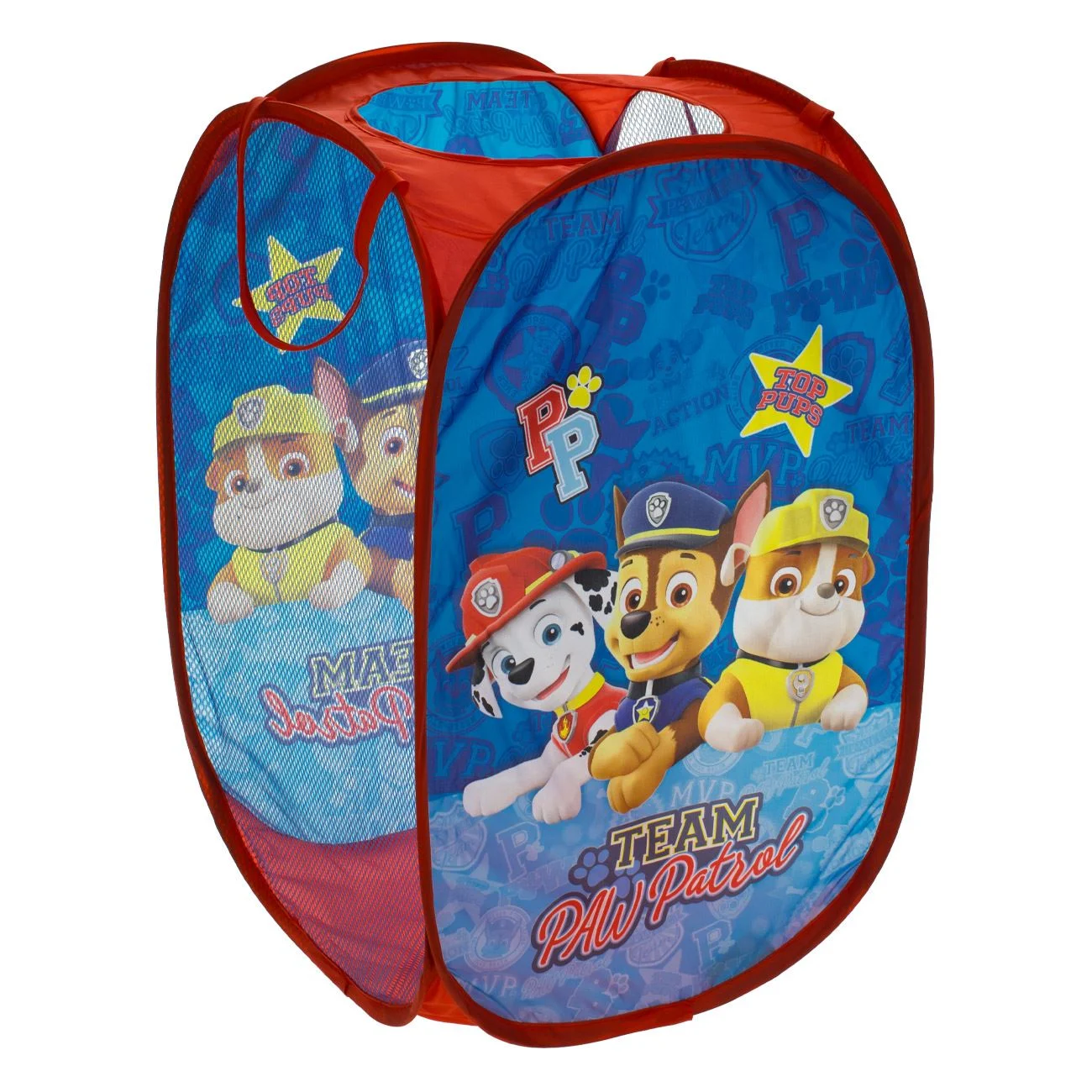 Cos Textil Pliabil Albastru Rosu Paw Patrol pentru Jucarii 36x36x58cm