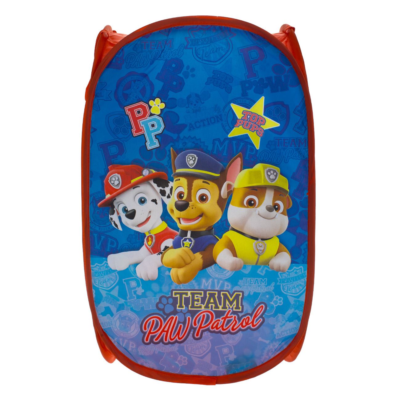 Cos Textil Pliabil Albastru Rosu Paw Patrol pentru Jucarii 36x36x58cm - poza 2