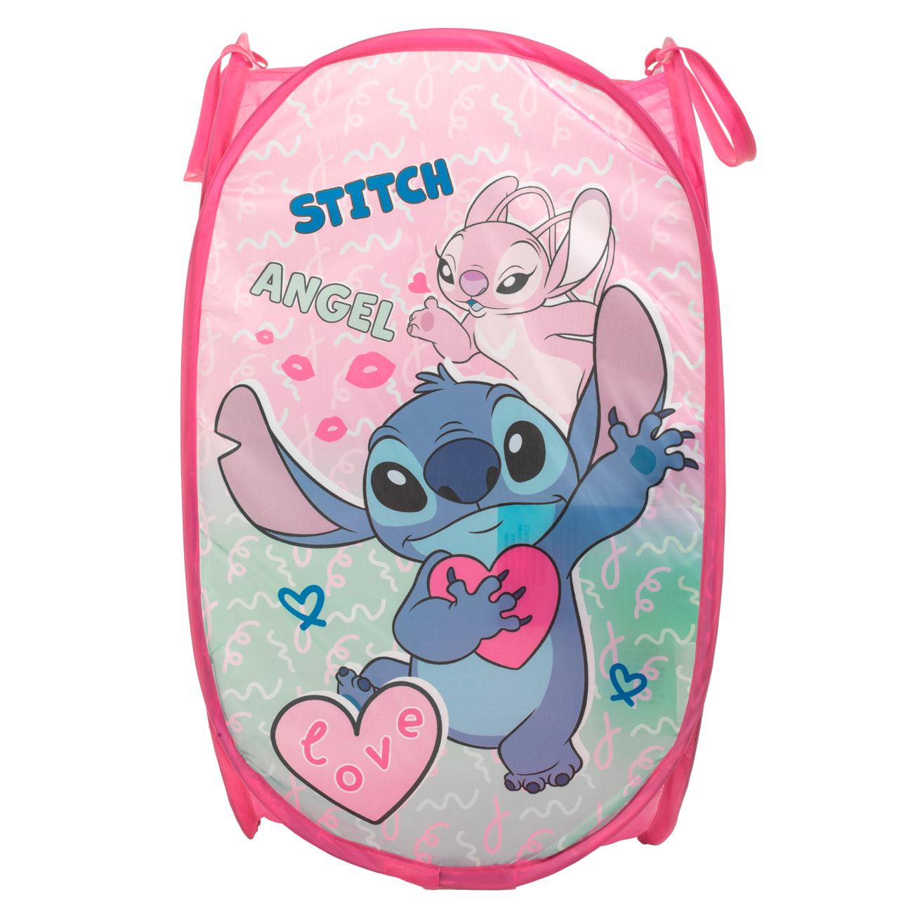 Cos Textil Pliabil Roz cu Model Stitch pentru Jucarii 35x35x58cm - poza 2