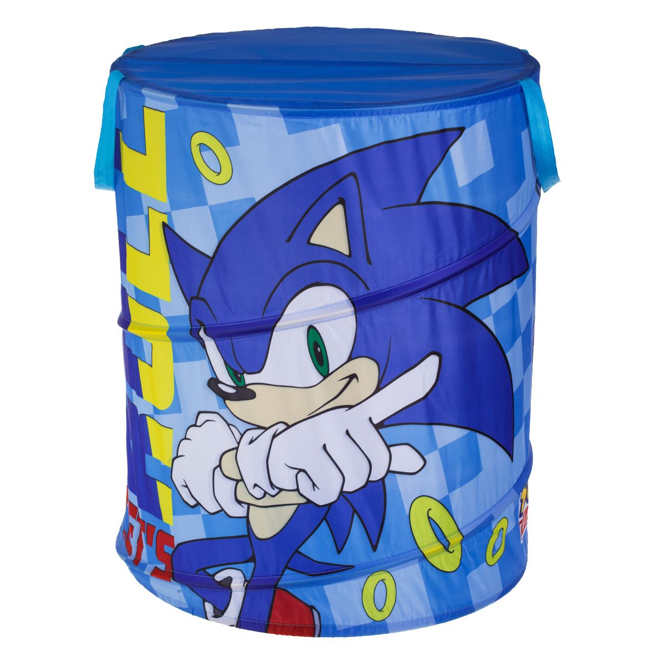 Cos Textil Pliabil Albastru Sonic pentru Jucarii Ø46x57cm