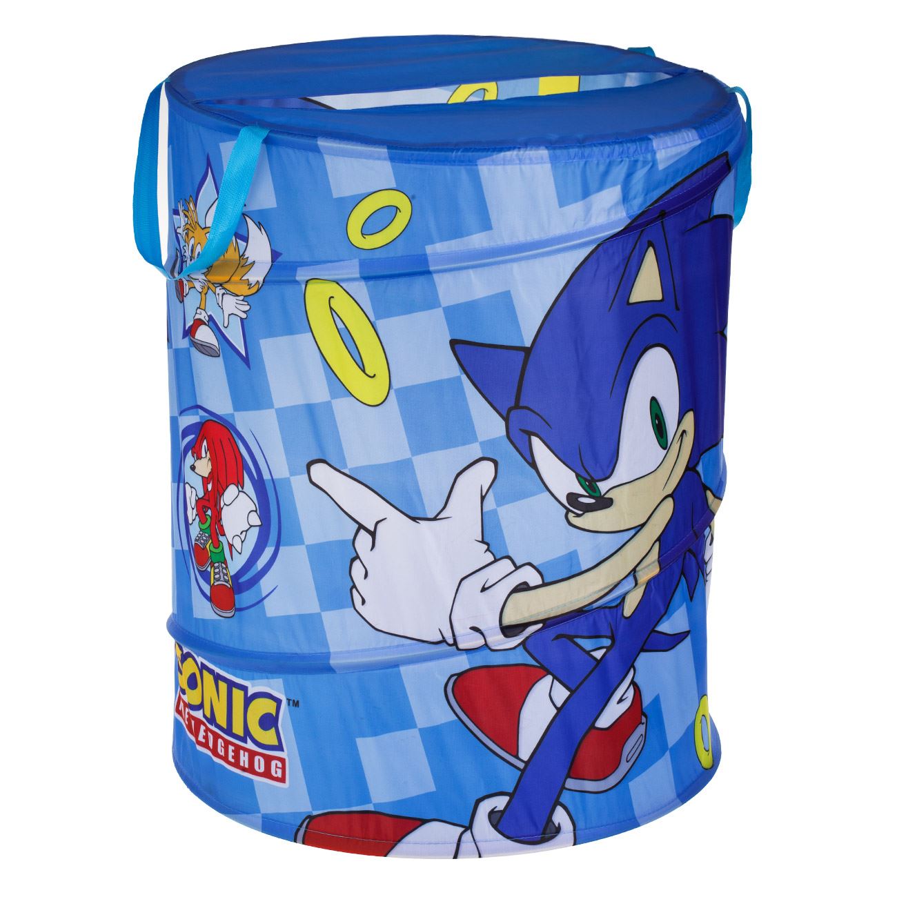 Cos Textil Pliabil Albastru Sonic pentru Jucarii Ø46x57cm - poza 2