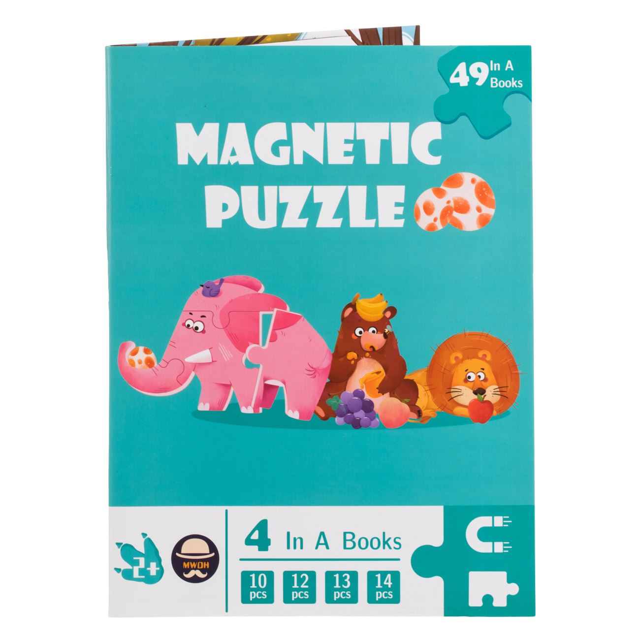 Puzzle Magnetic cu 4 Imagini cu Fructe Masini Animale