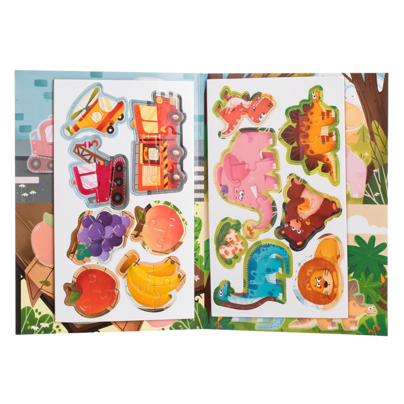 Puzzle Magnetic cu 4 Imagini cu Fructe Masini Animale - poza 2