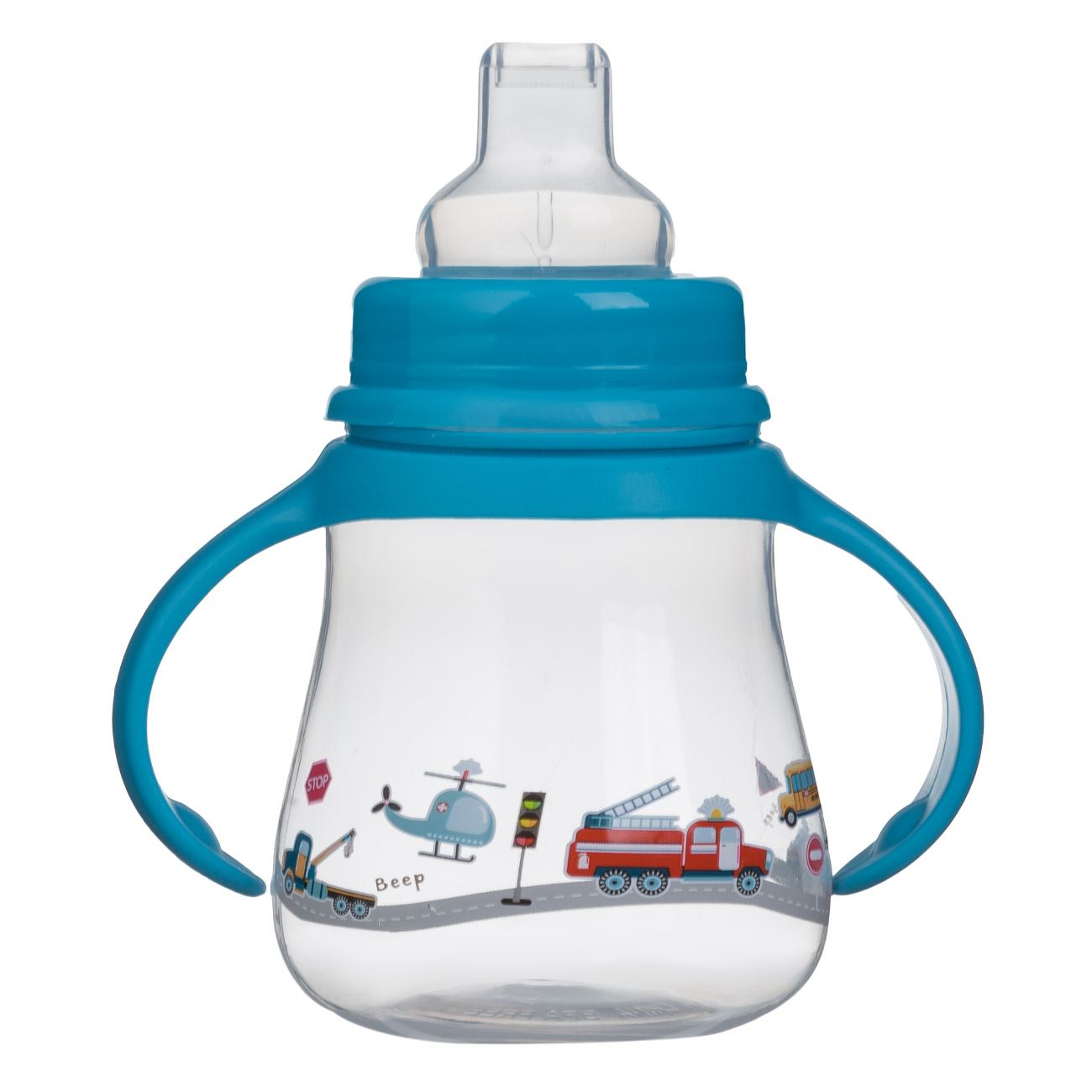 Cana cu Cioc & Manere din Plastic Bleu Honey Baby 270ml - poza 2