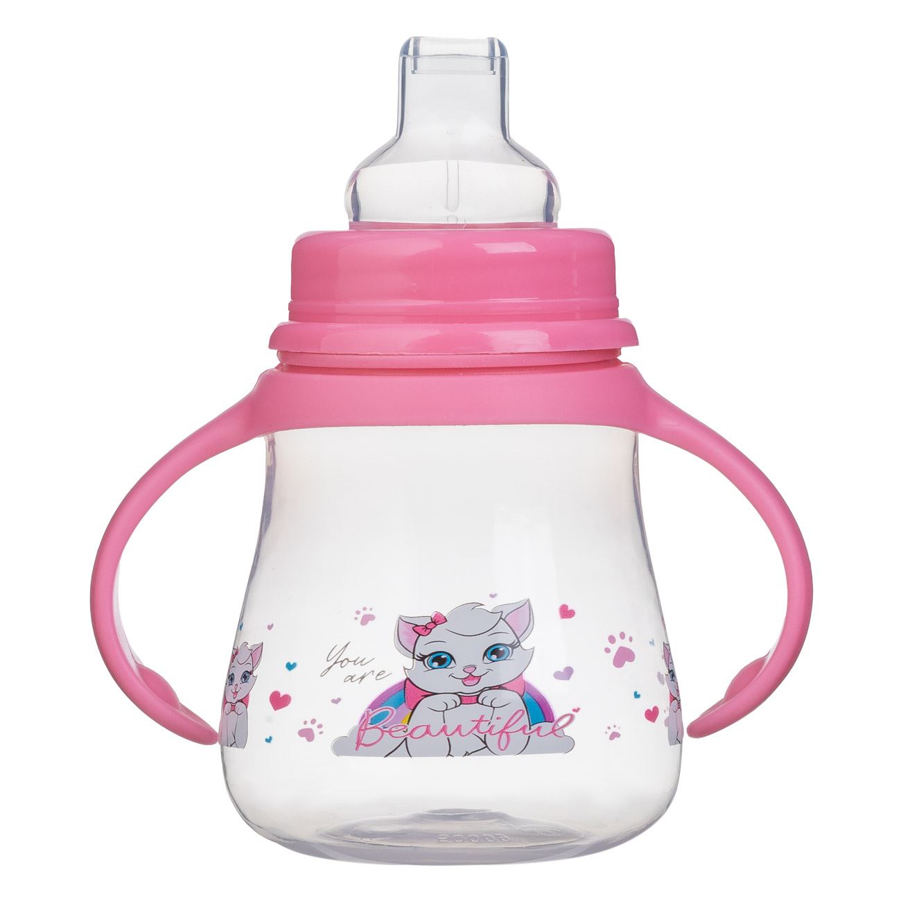 Cana cu Cioc & Manere din Plastic Roz Unicorn Honey Baby 270ml - poza 2