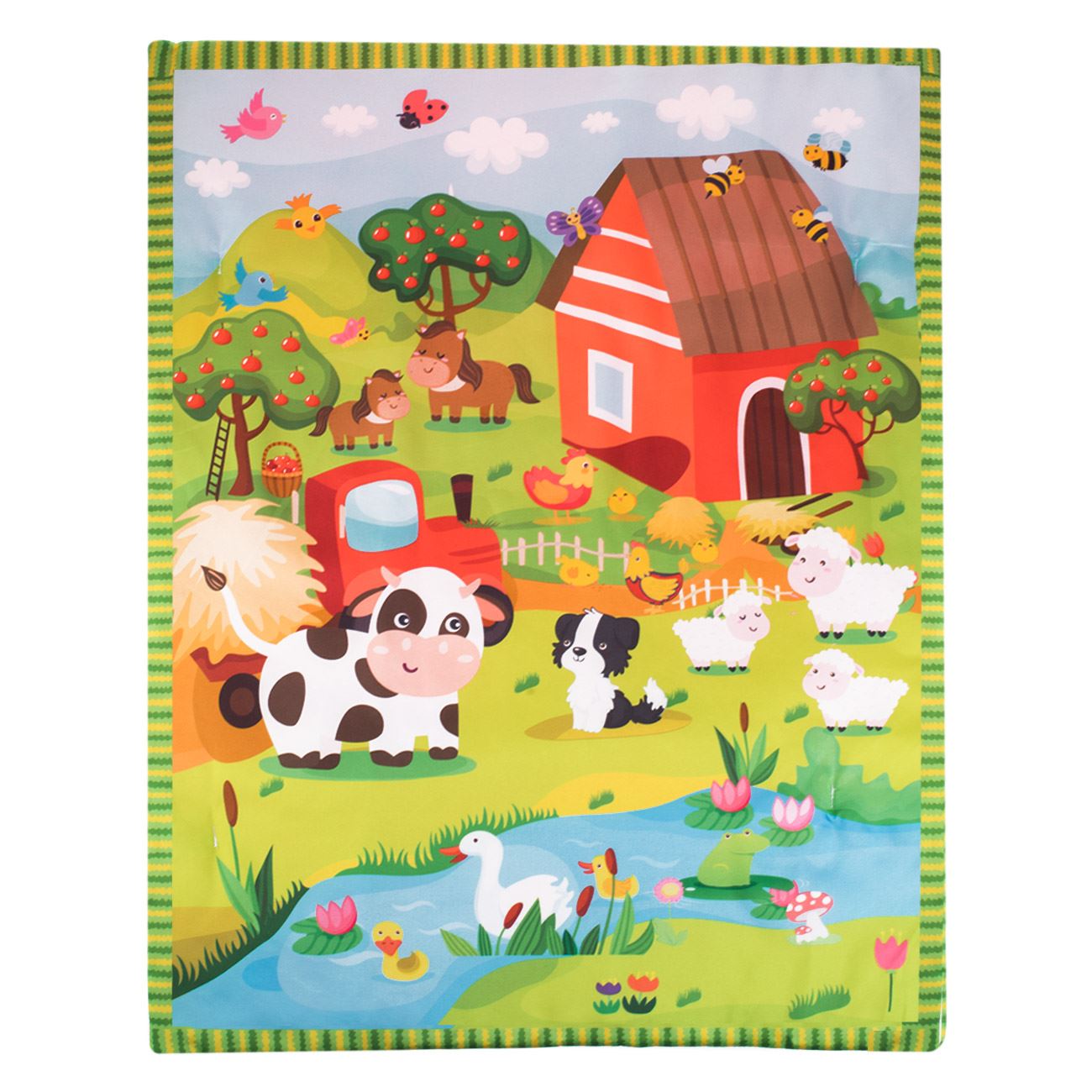Saltea cu Activitati & 2 Jucarii Detasabile Model Ferma pentru Bebelusi 60x76,5cm - poza 2