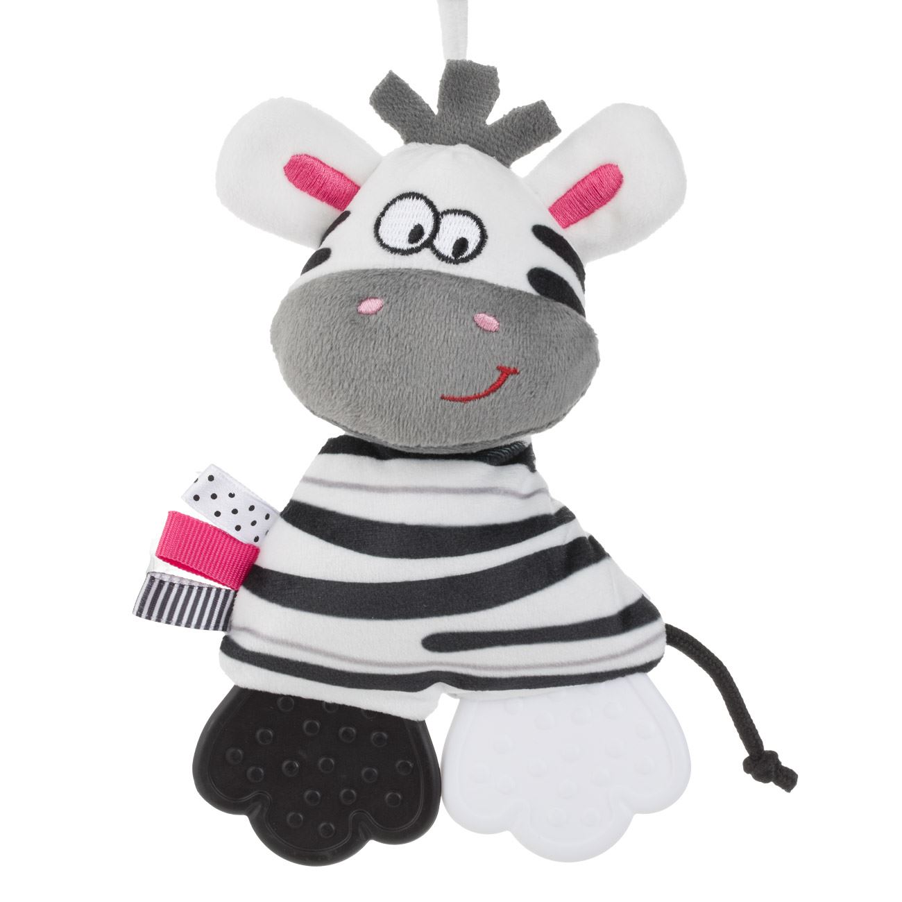 Jucarie pentru Carucior Zebra Alba Neagra cu Sunet 34cm - poza 2