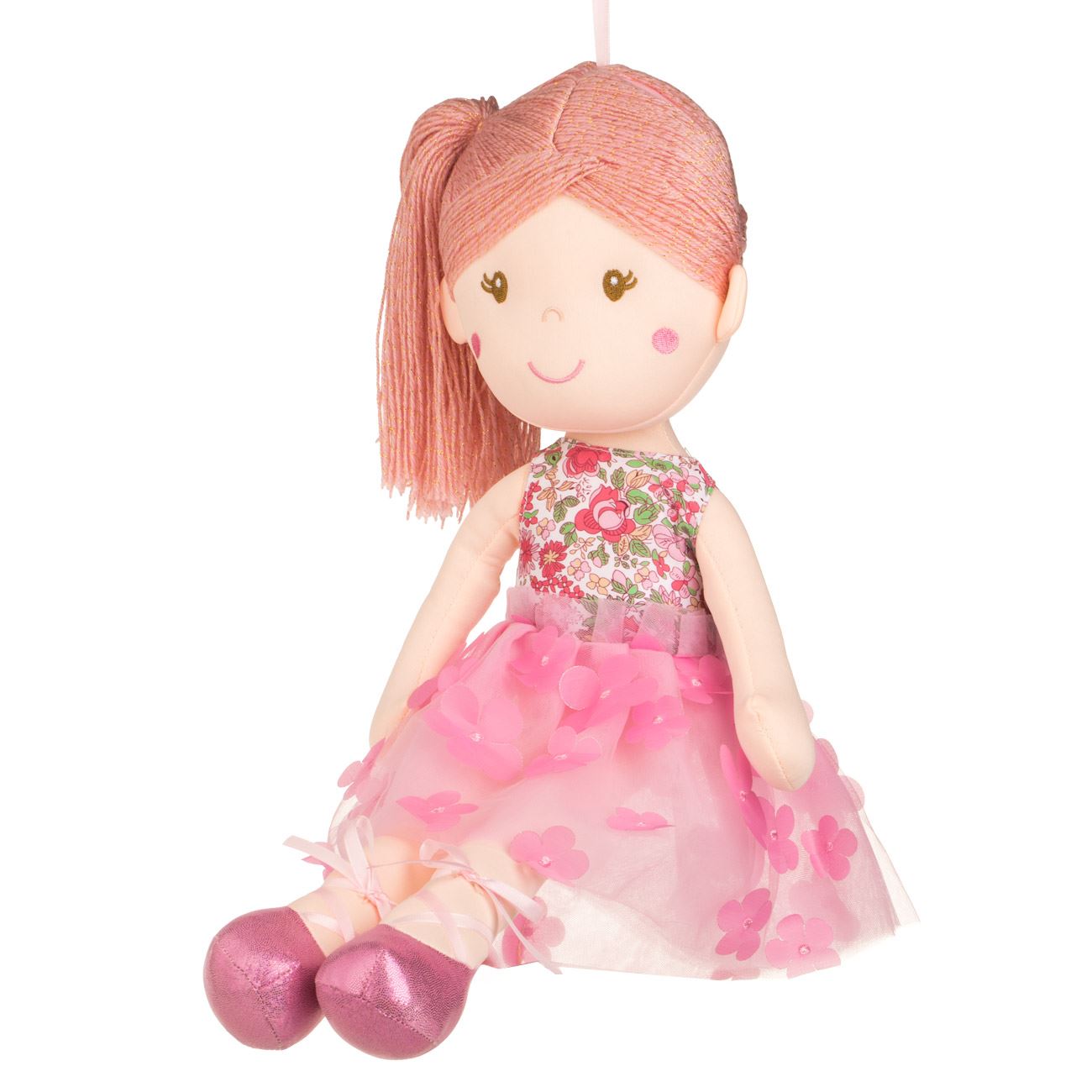 Papusa Textila cu Rochie Roz Tutu Balerina 55cm - poza 2