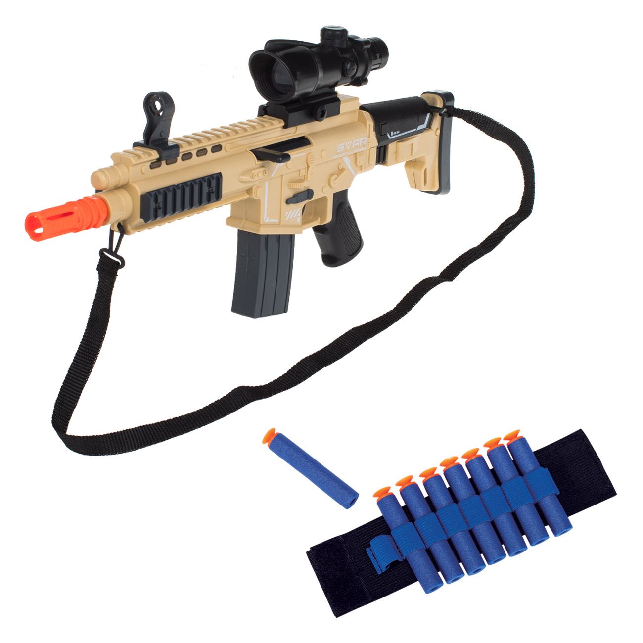 Jucarie Arma tip Mitraliera cu Lumina Sunet & 7 Accesorii de Lupta - poza 2
