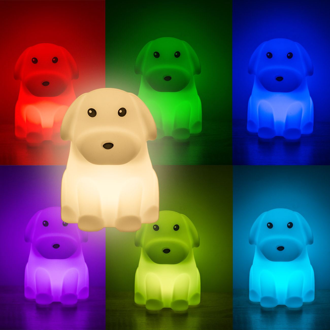 Lampa de Veghe Catel Squishy Colorat cu Baterii 11x12x16cm - poza 2
