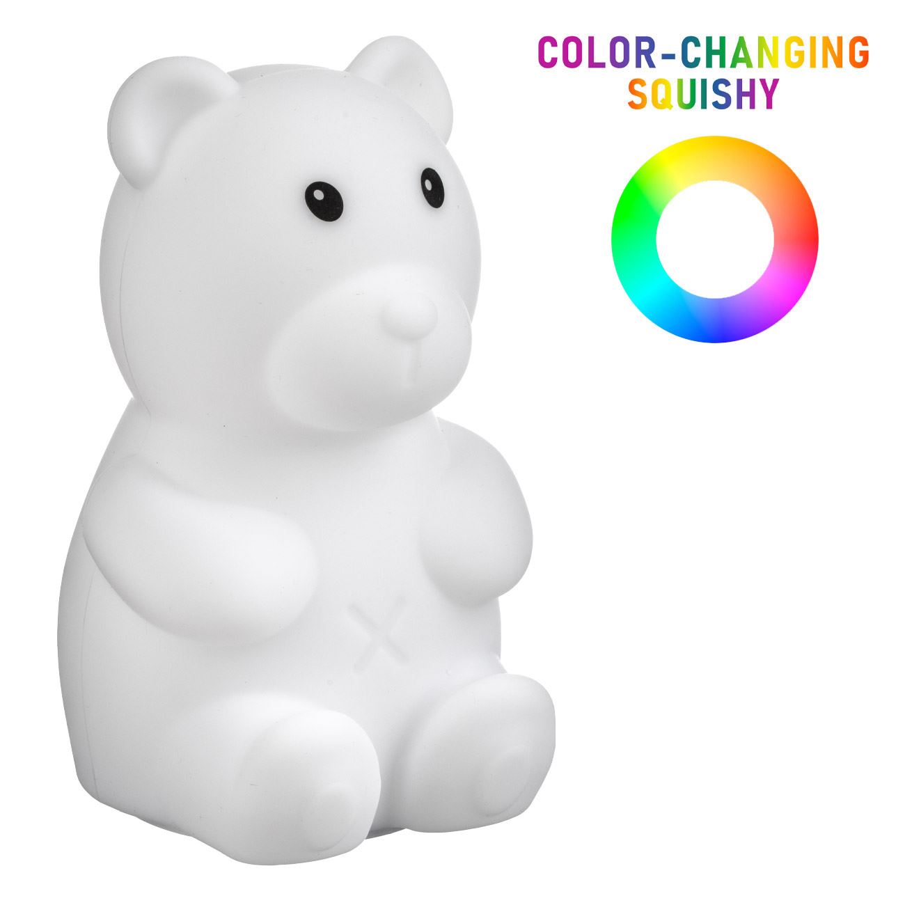 Lampa de Veghe Ursulet Colorat Squishy cu Baterii 9x10x16cm - poza 3