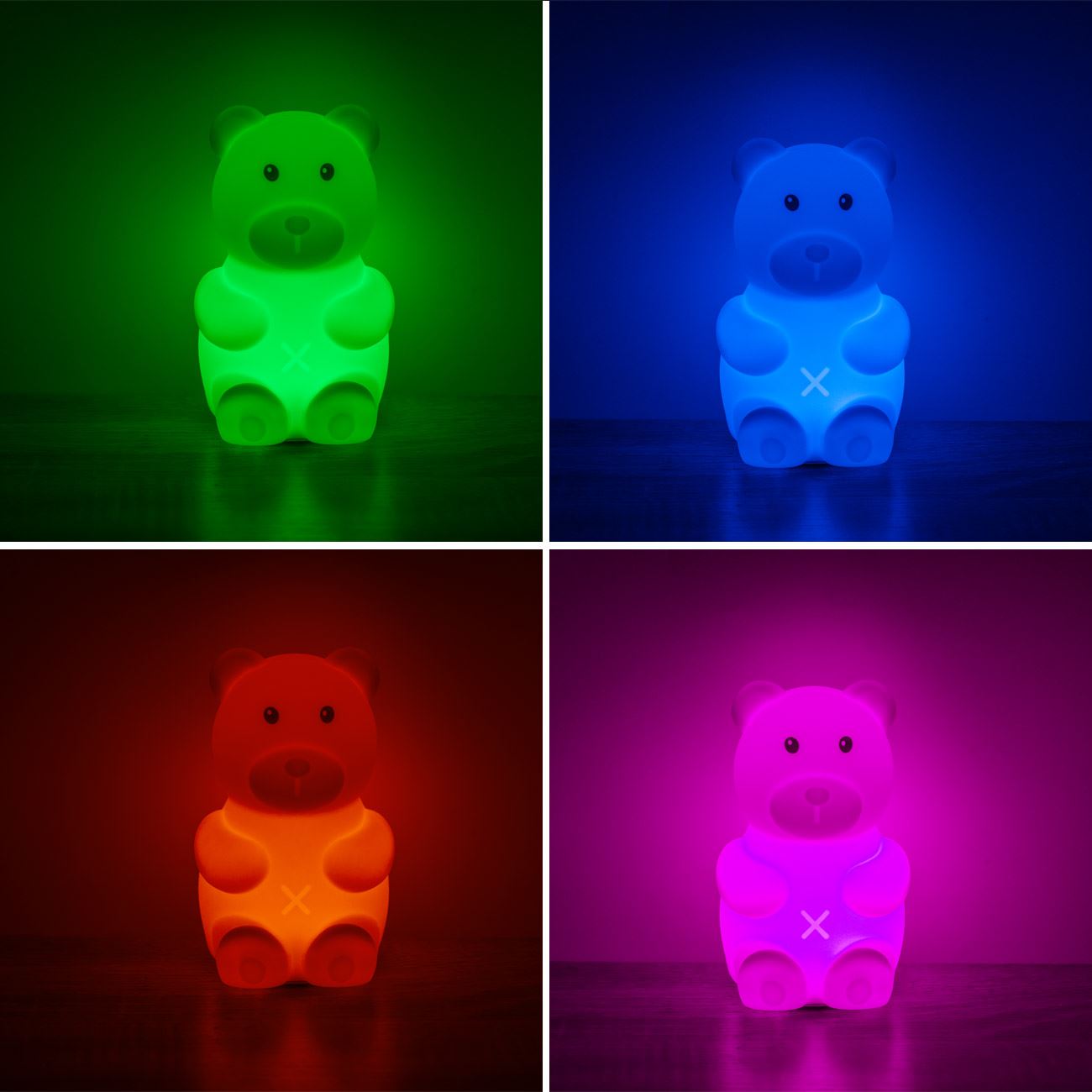 Lampa de Veghe Ursulet Colorat Squishy cu Baterii 9x10x16cm - poza 4