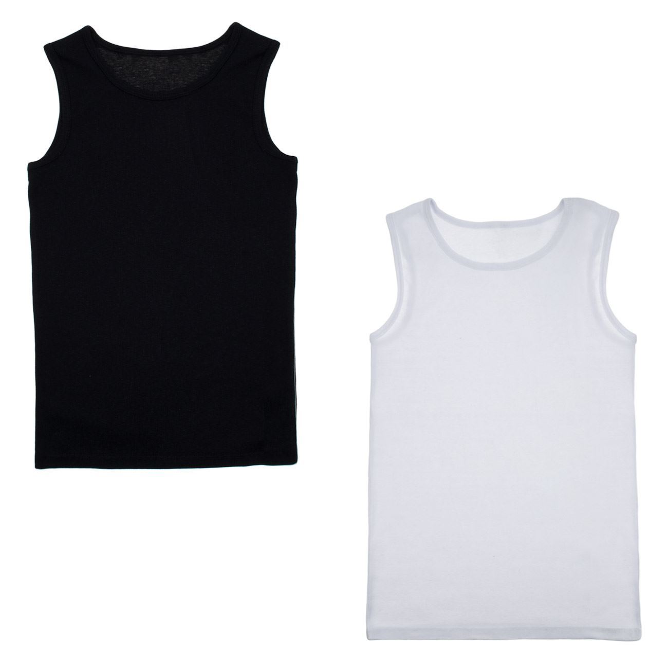 Set Maiouri din Bumbac Ribbed Alb Negru pentru Copii - 2buc