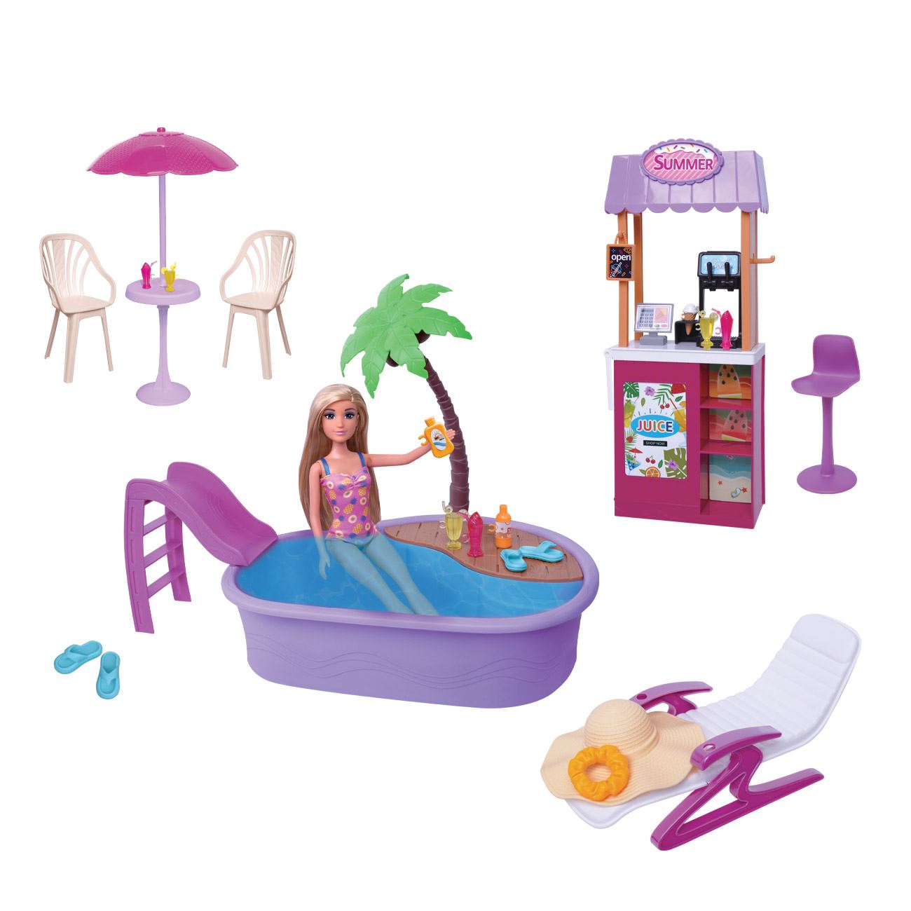 Set de Joaca Piscina cu Sezlong Bar & Papusa cu Accesorii - poza 2