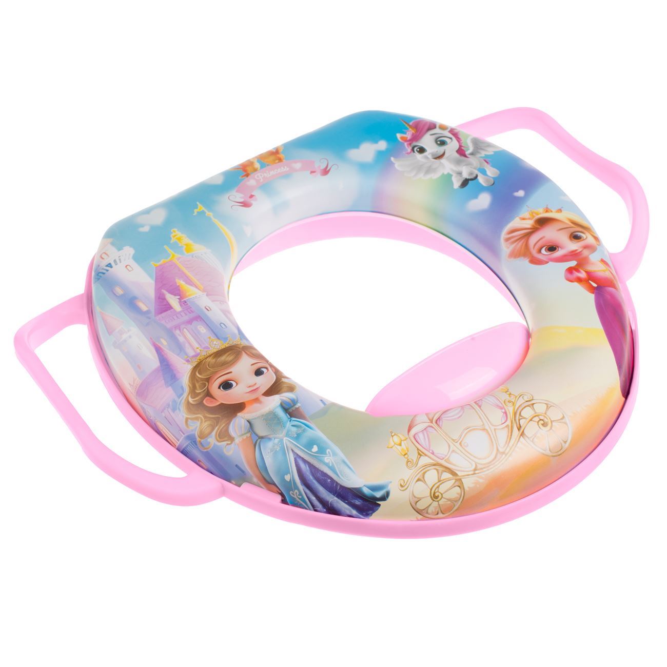 Reductor WC din Plastic Roz cu Model Printesa & Manere 35x30cm - Honey Baby - poza 2