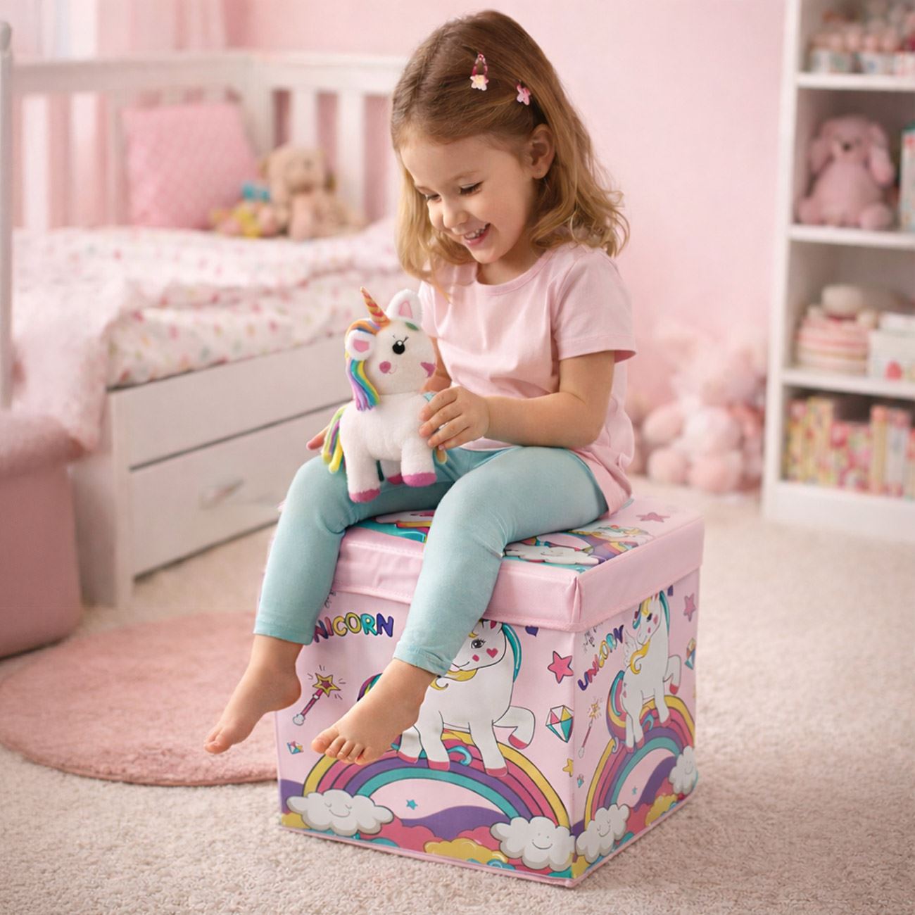 Cutie de Depozitare Taburet Unicorn 30x30x30cm - poza 2