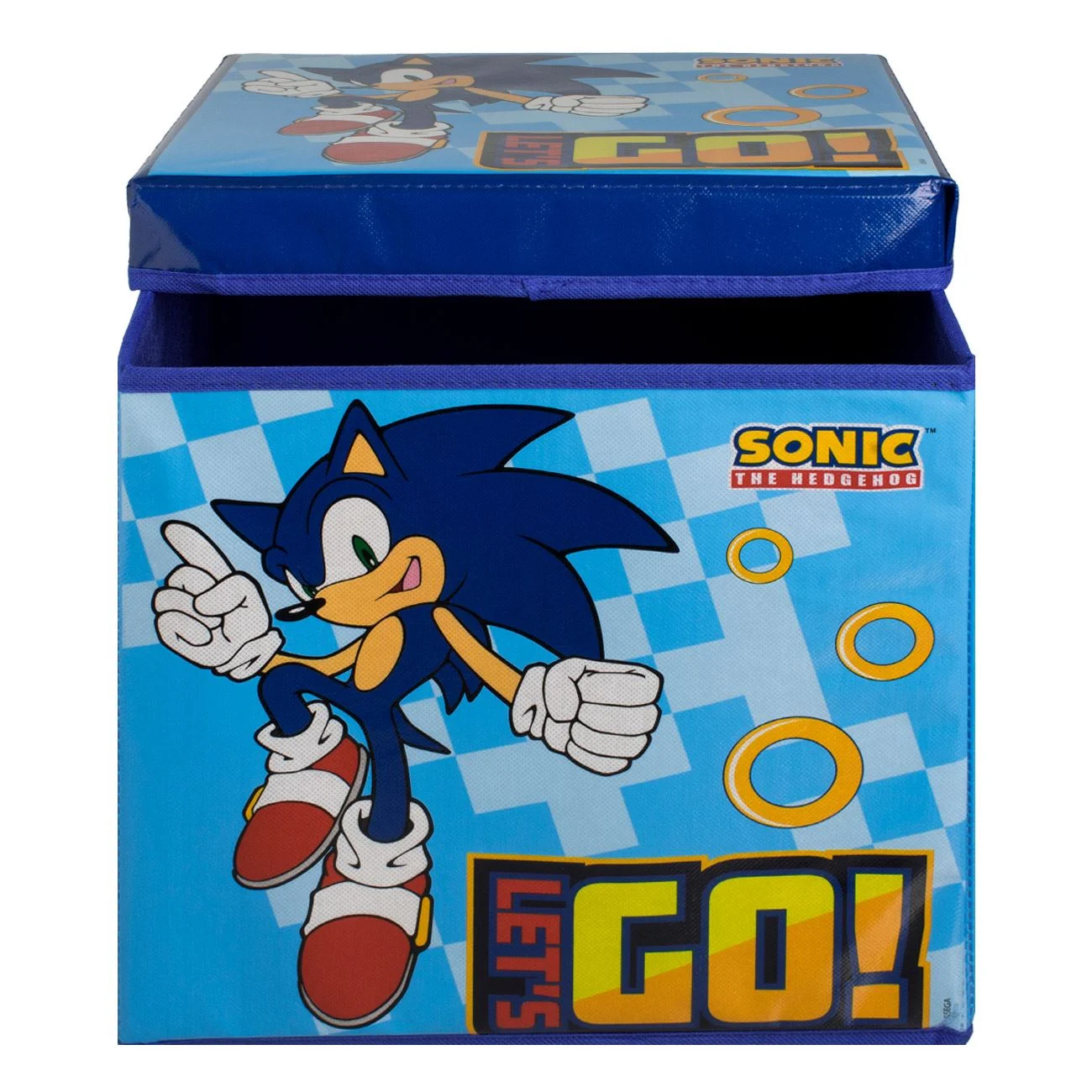 Cutie de Depozitare Taburet Albastru cu Model Sonic 30x30x30cm - poza 2