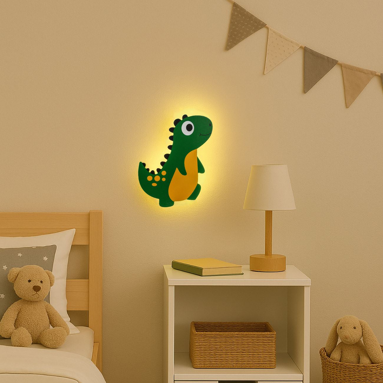 Lampa Dinozaur Verde Maro cu LED 23.5x26cm - poza 2