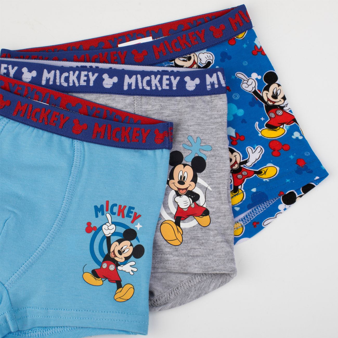 Set Boxeri Bleu Ciel Gri cu Model Mickey Mouse pentru Copii - 3buc